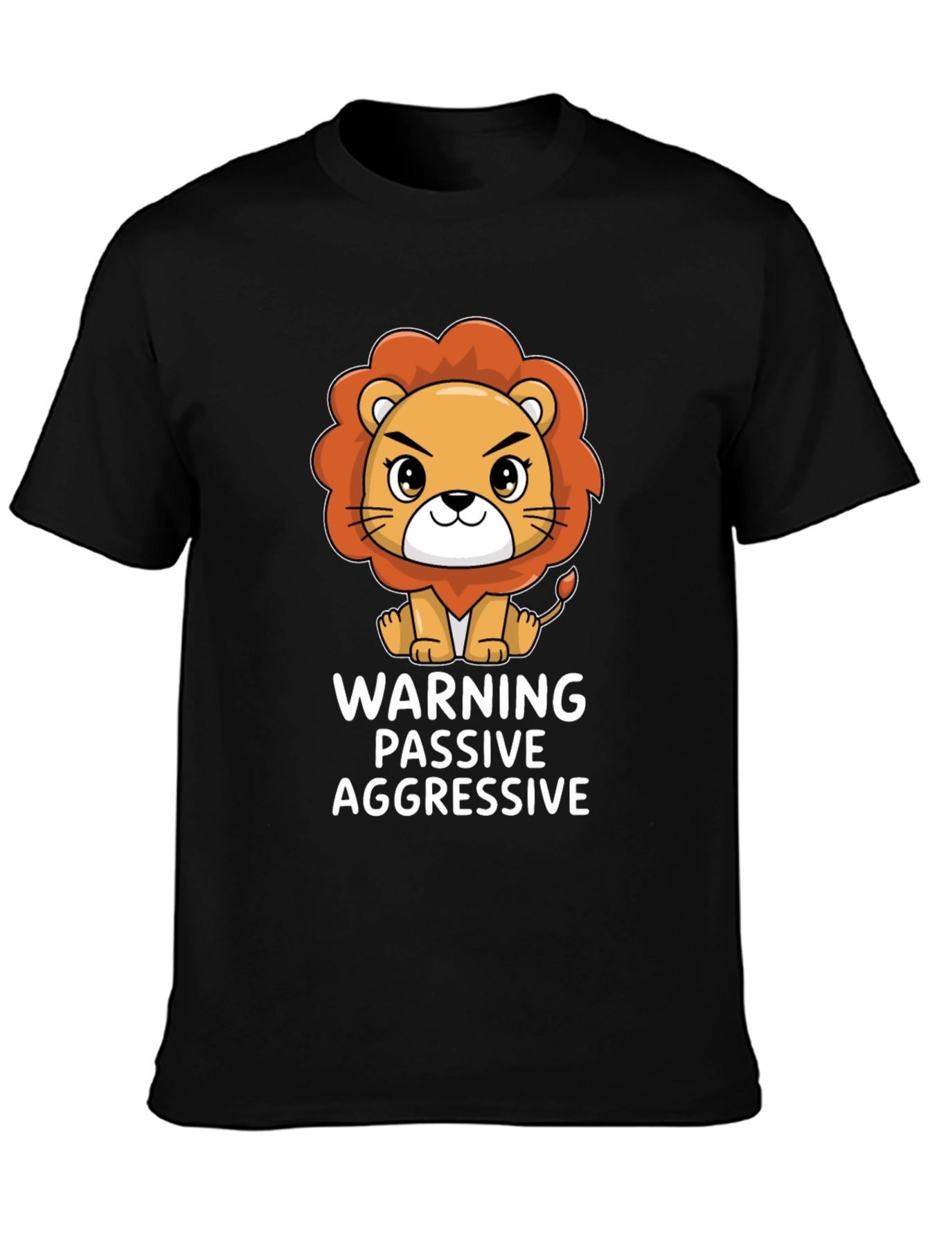 Black Warning Passive Aggressive Lion T-Shirt view 3
