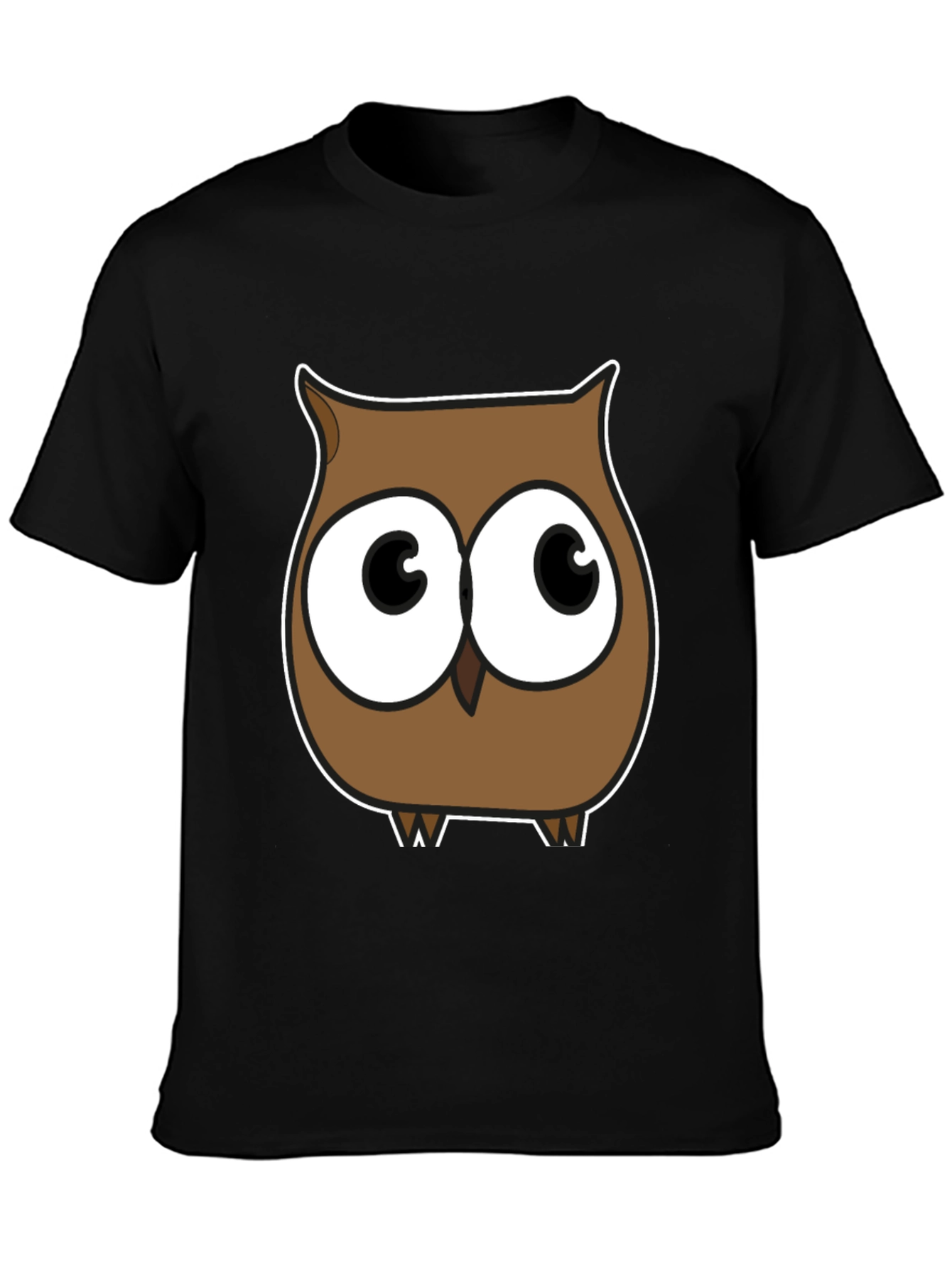 Black Cartoon Owl Graphic T-Shirt - Black view 3