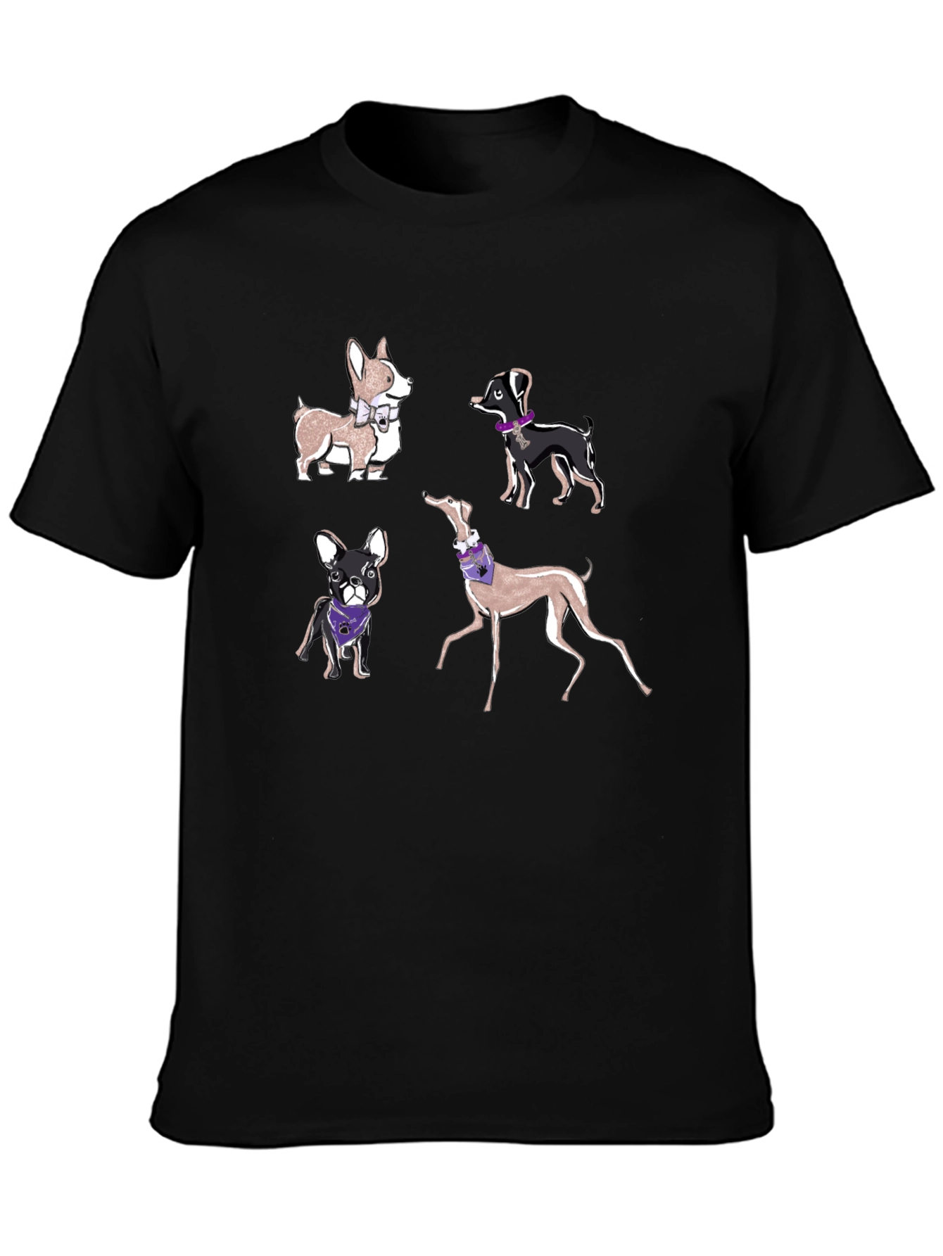 Black Dog Breeds T-Shirt view 3