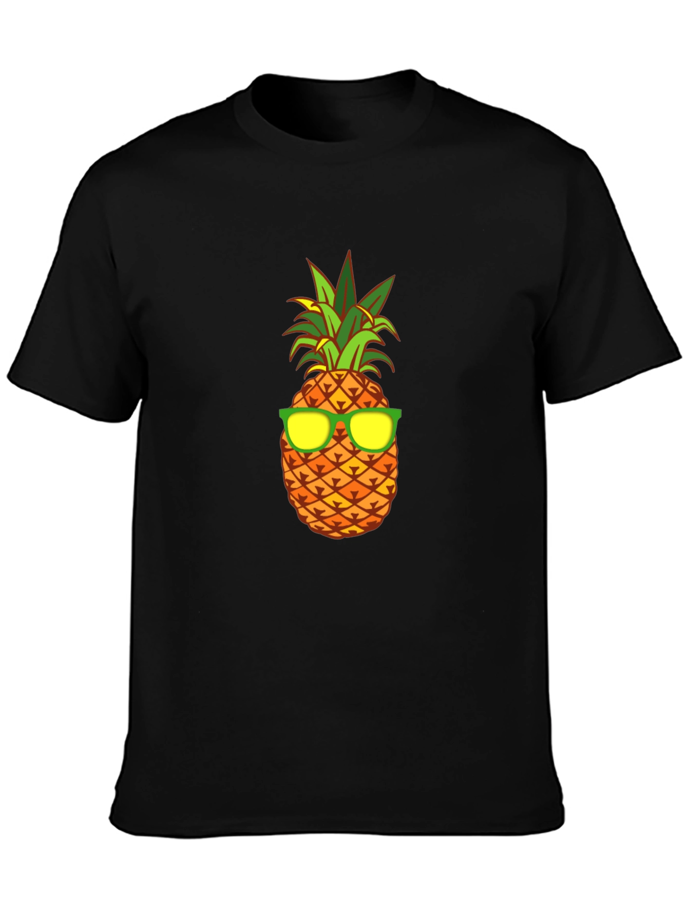 Black Cool Pineapple Graphic Tee - Black Cotton T-Shirt view 3