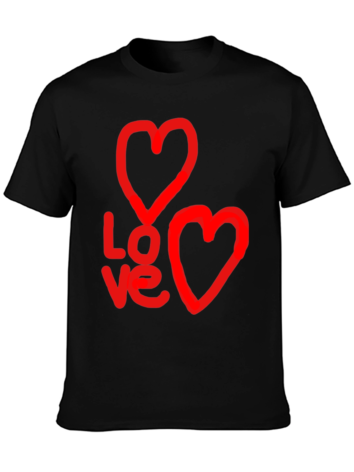 Black Love Graphic Black T-Shirt with Heart Designs view 3