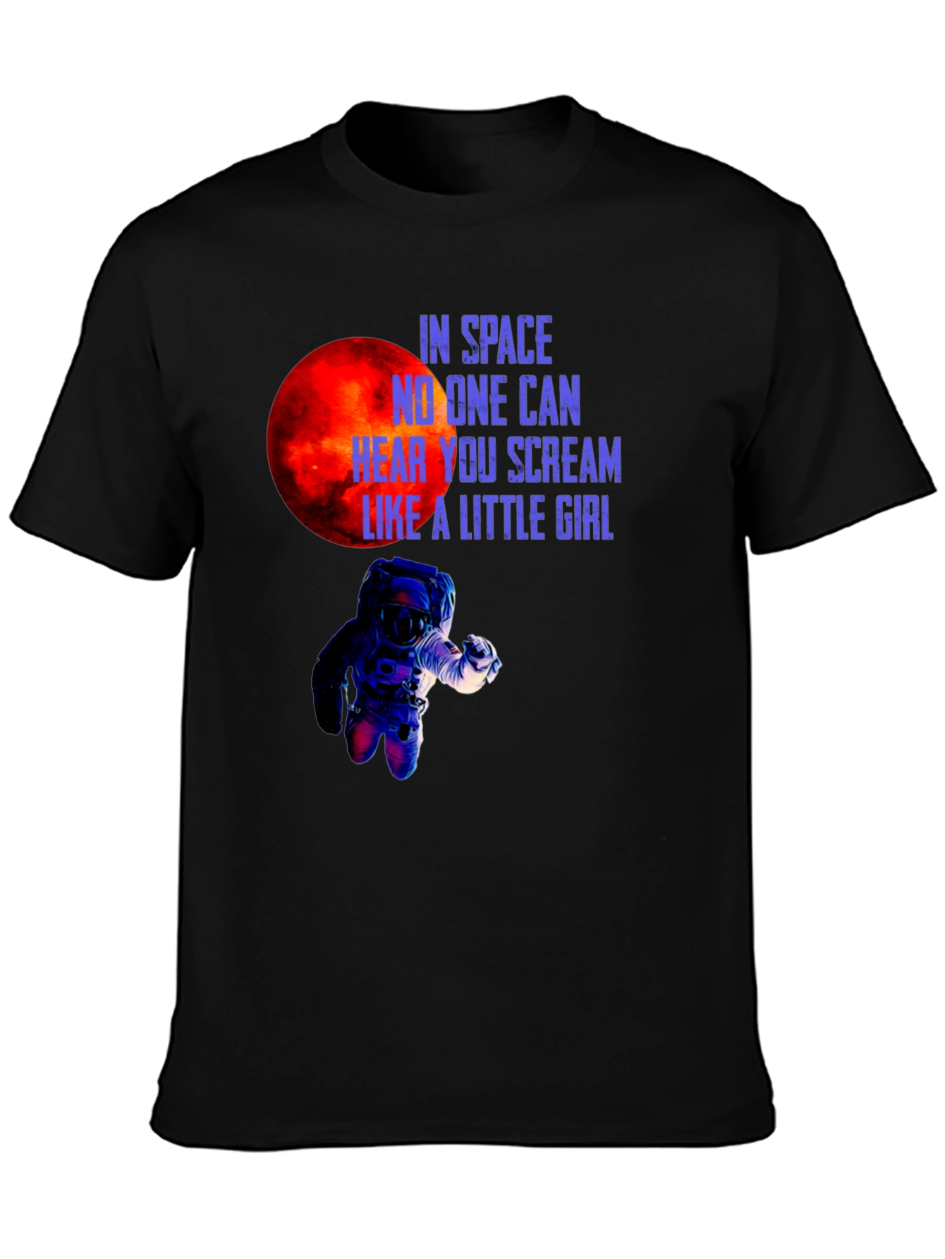 Black Space Scream Graphic Tee - Black Cotton T-Shirt view 3