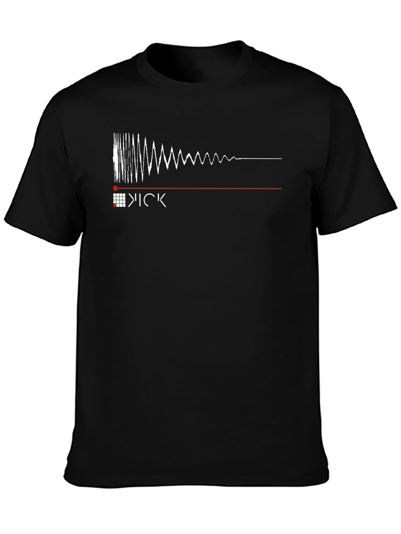 Black Kick Drum Waveform Graphic T-Shirt view 3
