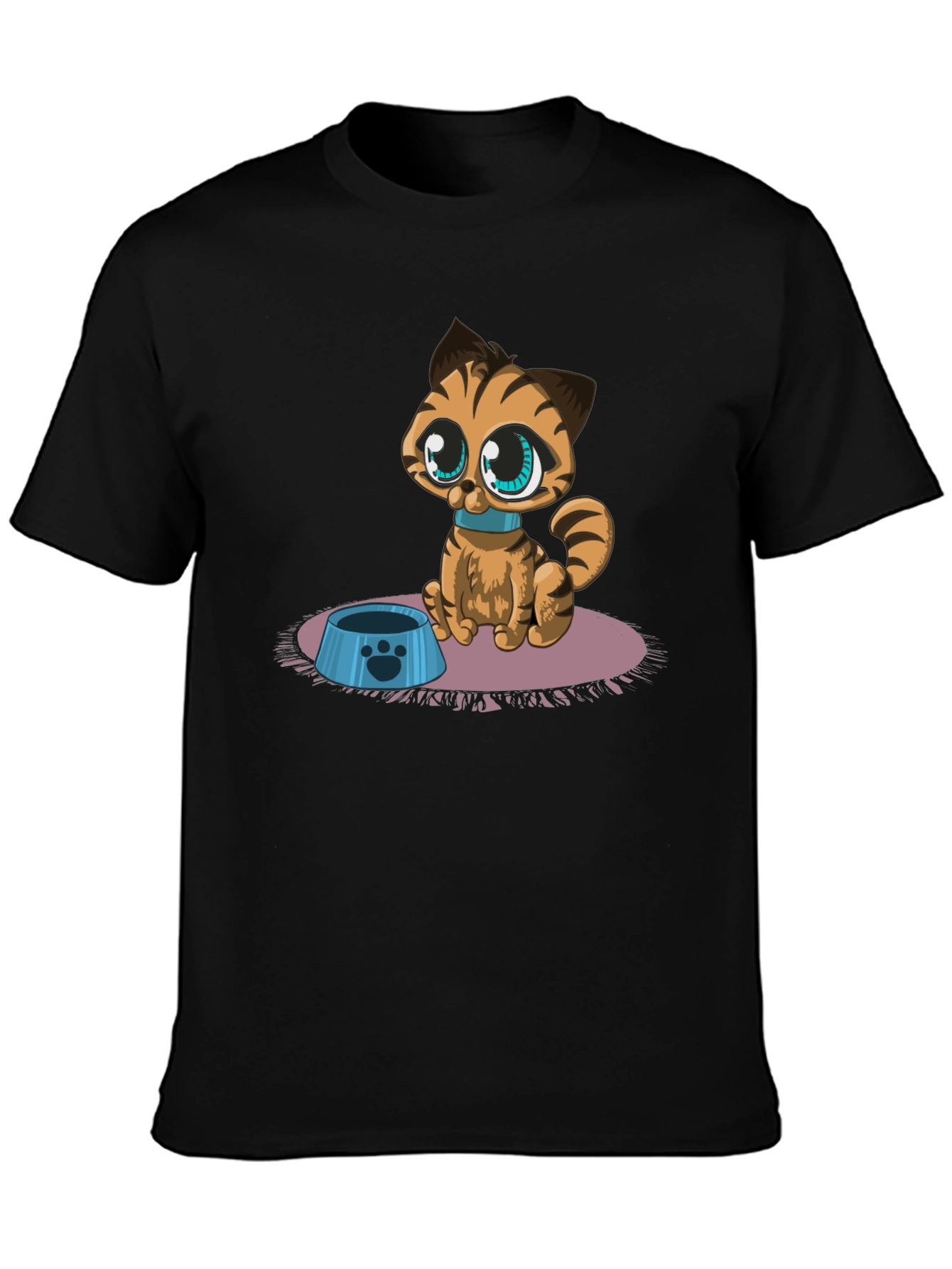 Black Cartoon Cat Graphic Tee - Cute Pet Lover Shirt view 3