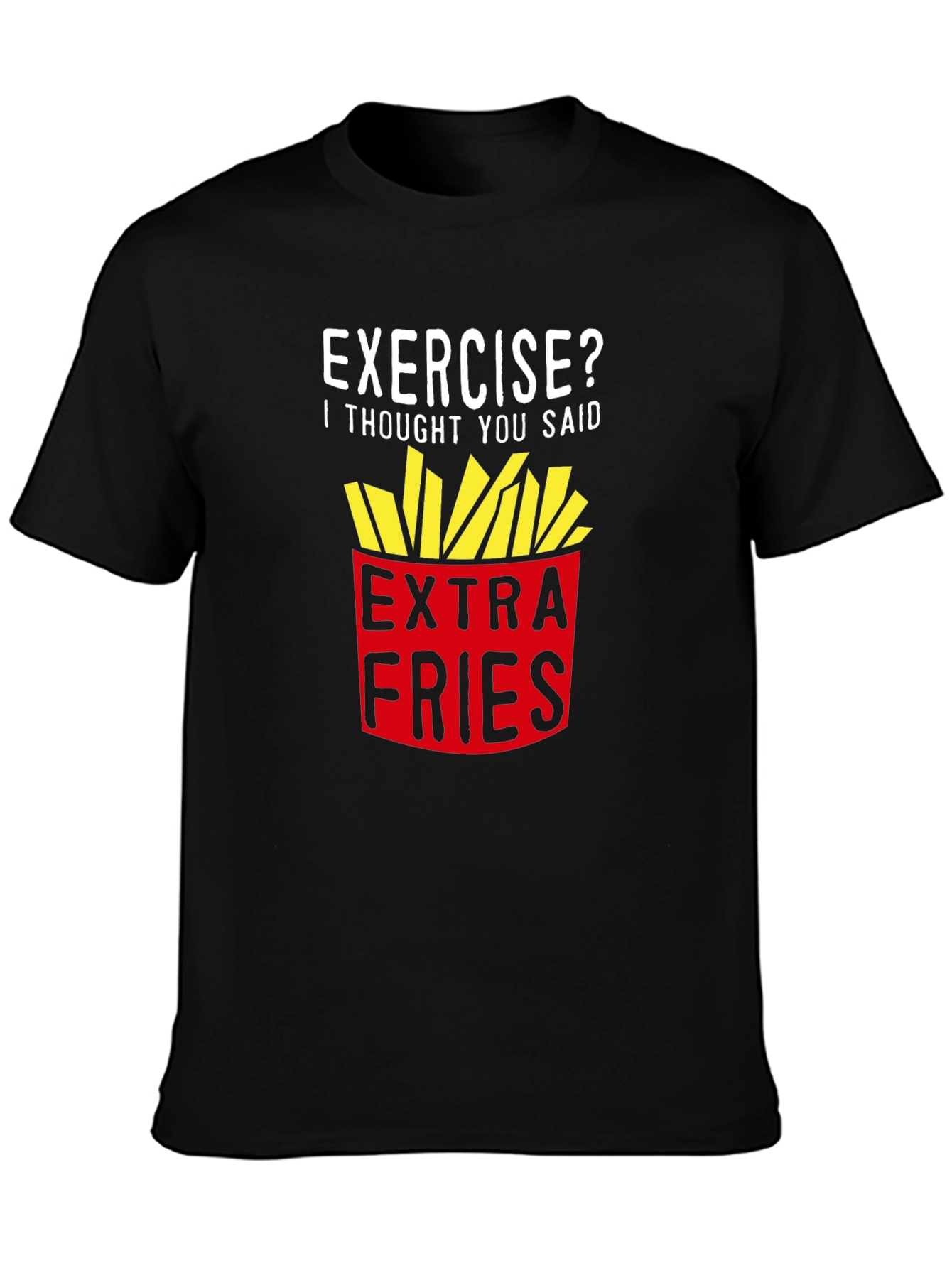 Black Extra Fries Graphic Tee - Funny Foodie Shirt view 3