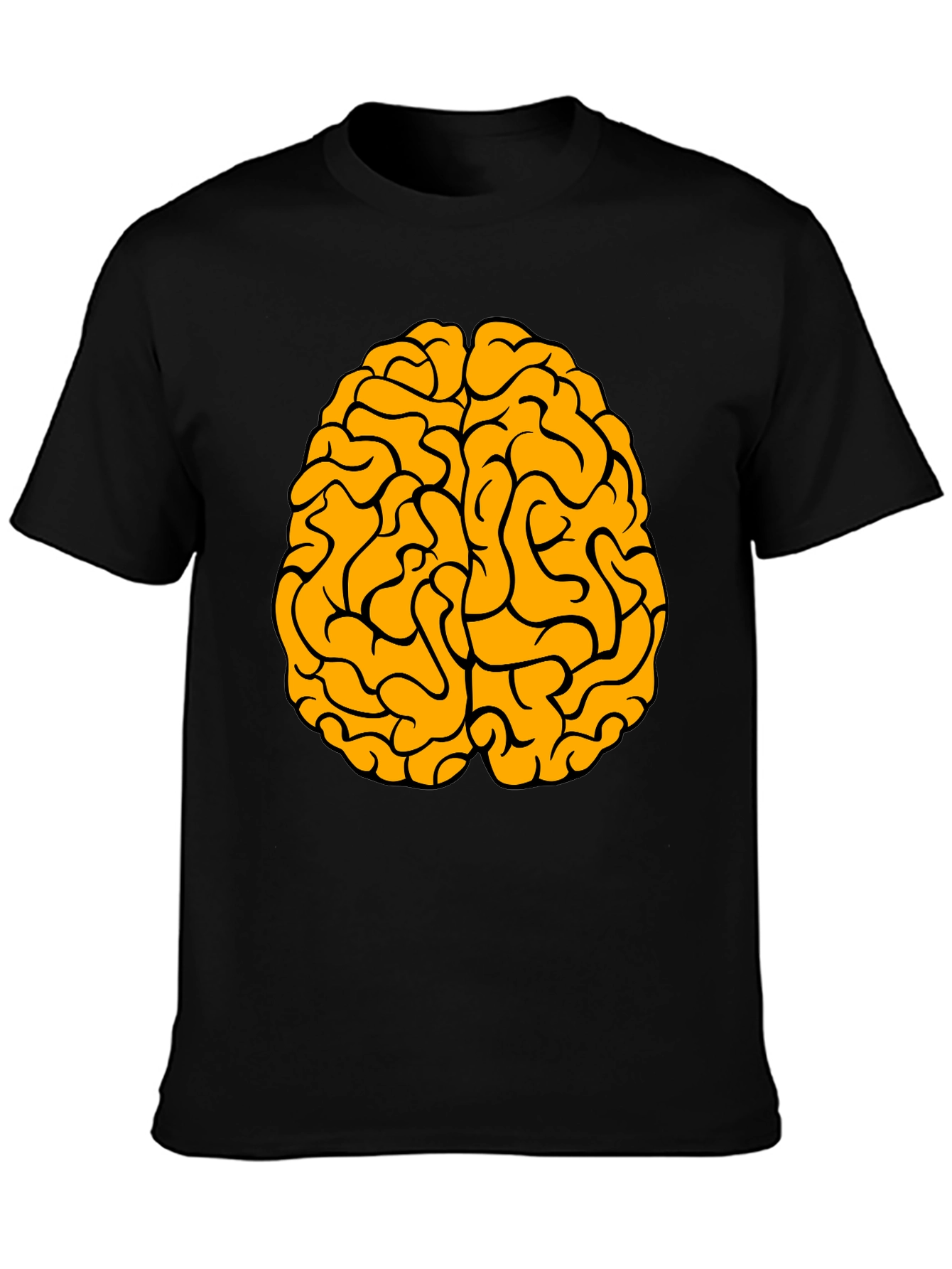 Black Brain Graphic Tee - Black Cotton Crew Neck T-Shirt view 3