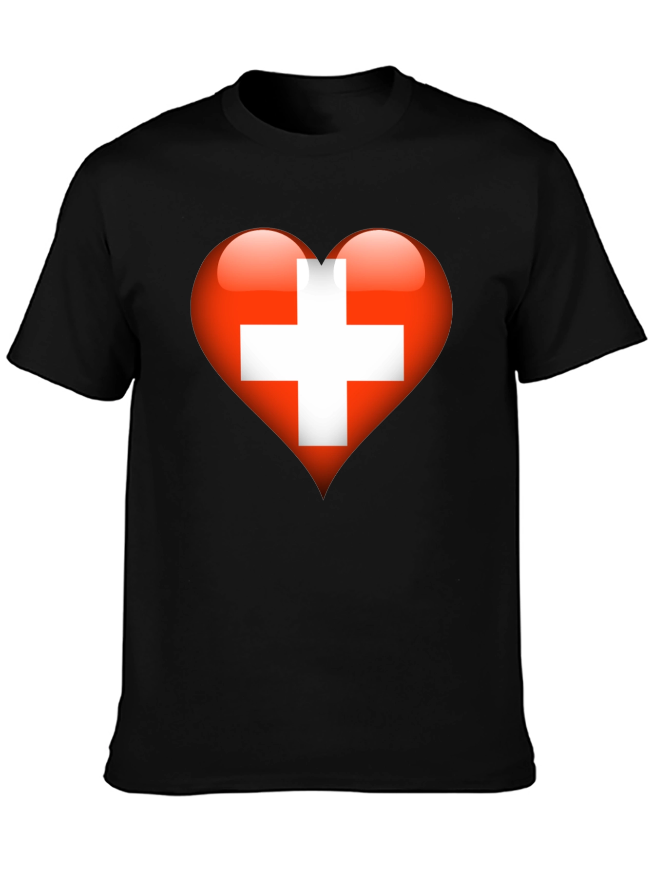 Black Swiss Heart T-Shirt - Show Your Love! view 3