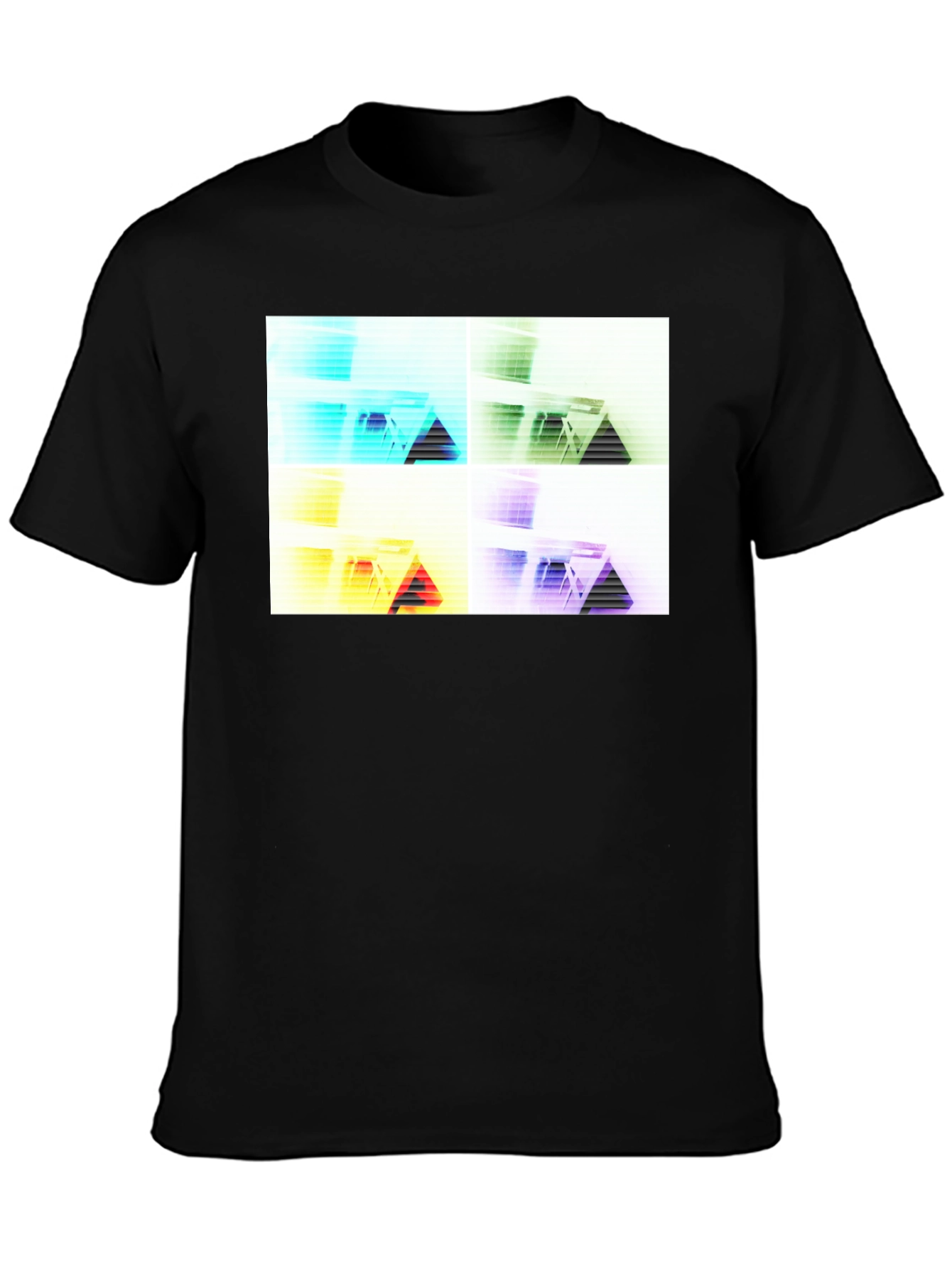 Black Abstract Geometry T-Shirt - Modern Graphic Tee view 3