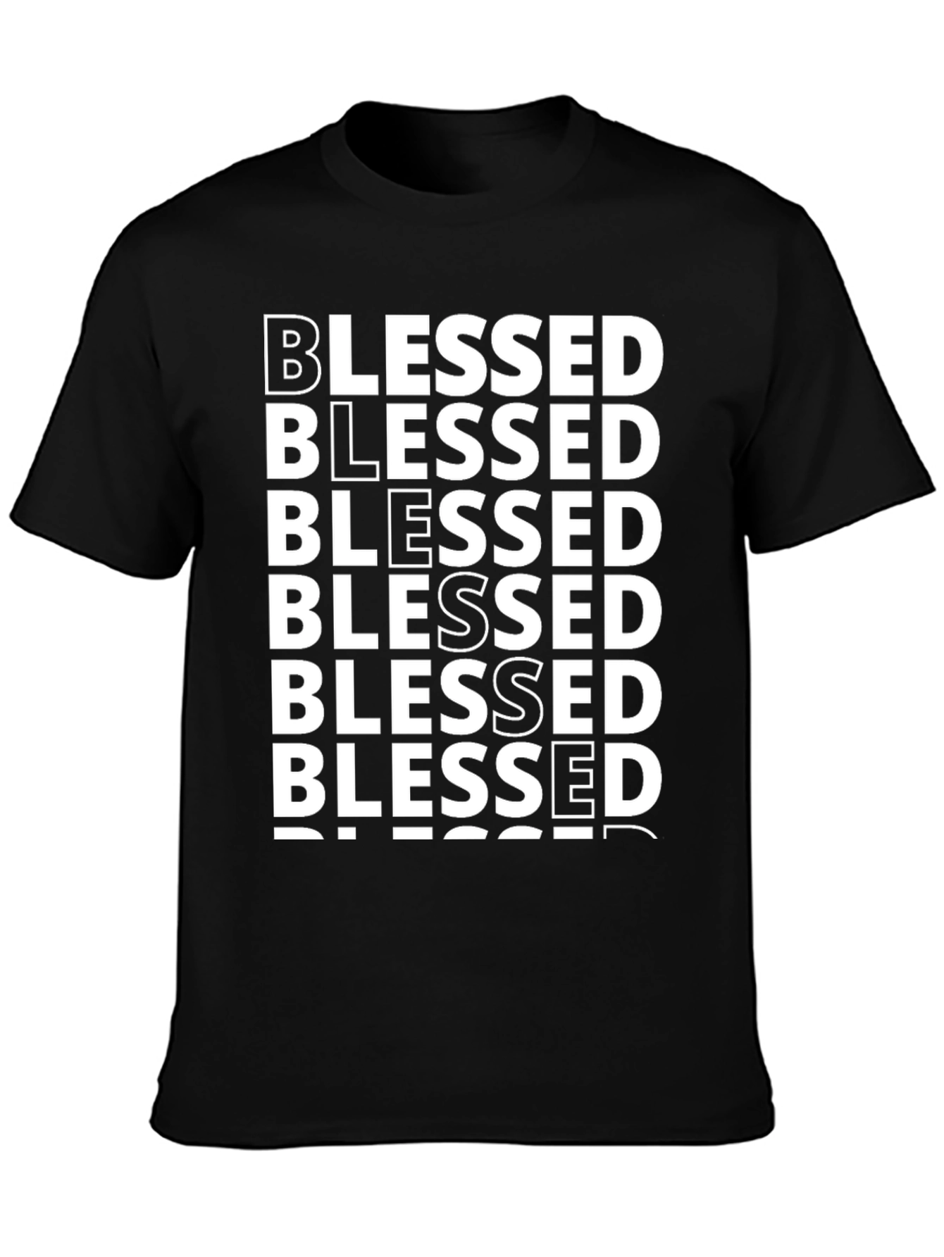 Black Blessed Stacked Text T-Shirt - Black view 3