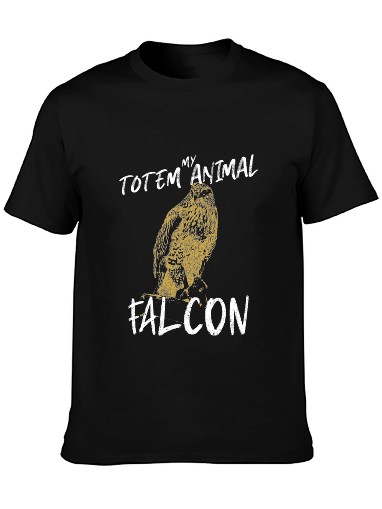 Black Falcon Totem Animal Graphic Tee - Black view 3