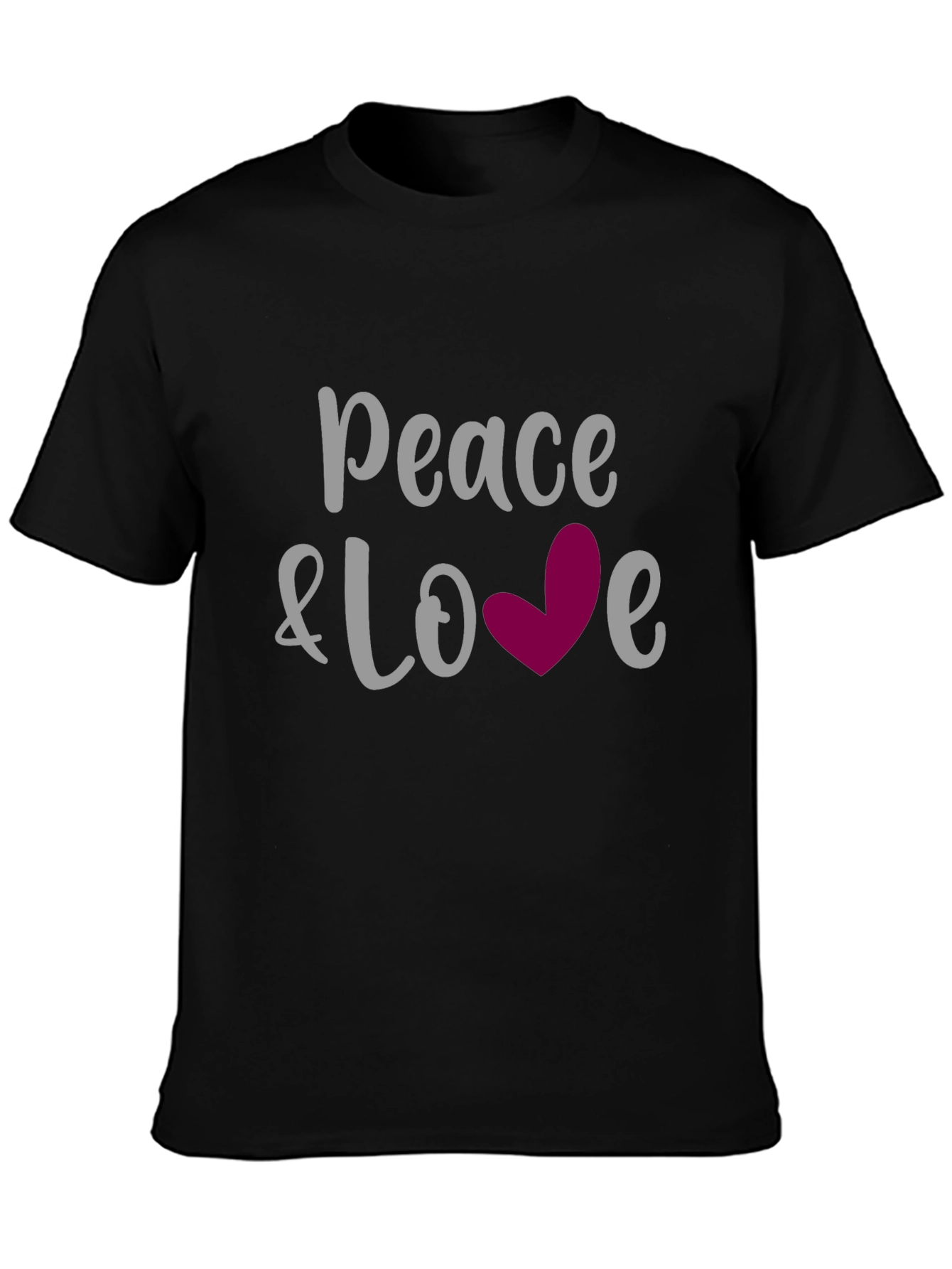 Black Peace & Love Graphic Tee - Soft Cotton Blend view 3
