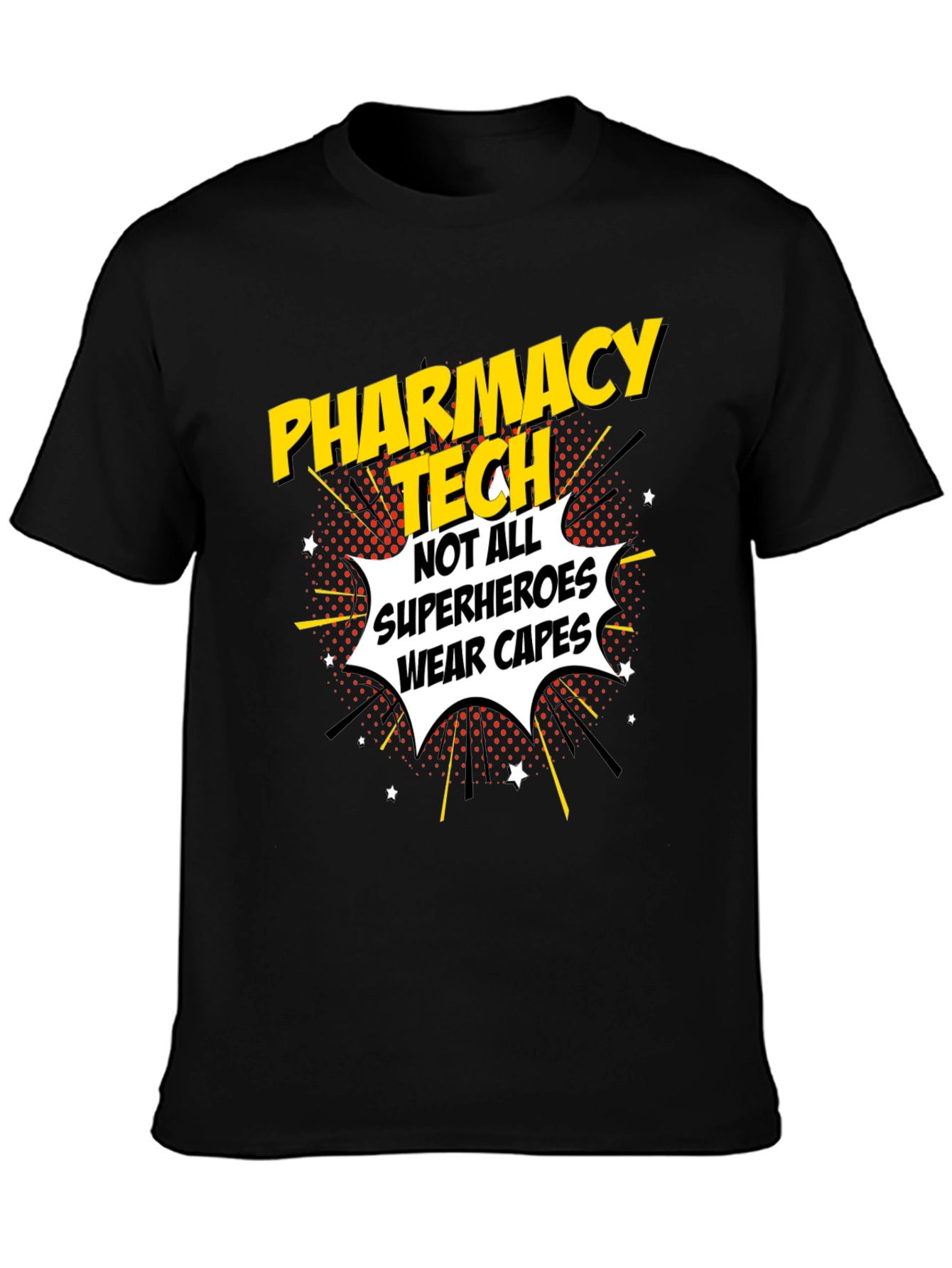 Black Pharmacy Tech Superhero Graphic T-Shirt view 3
