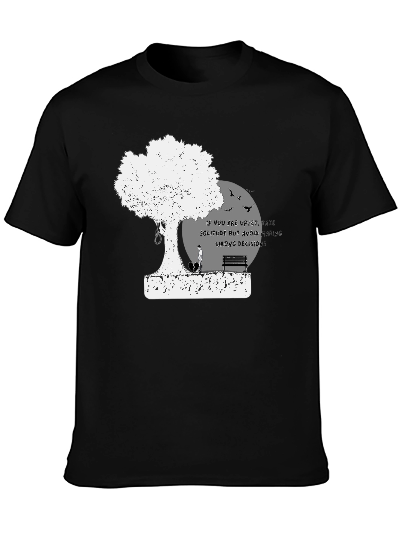 Black Upset Solitude T-Shirt - Avoid Wrong Decisions Black Tee view 3