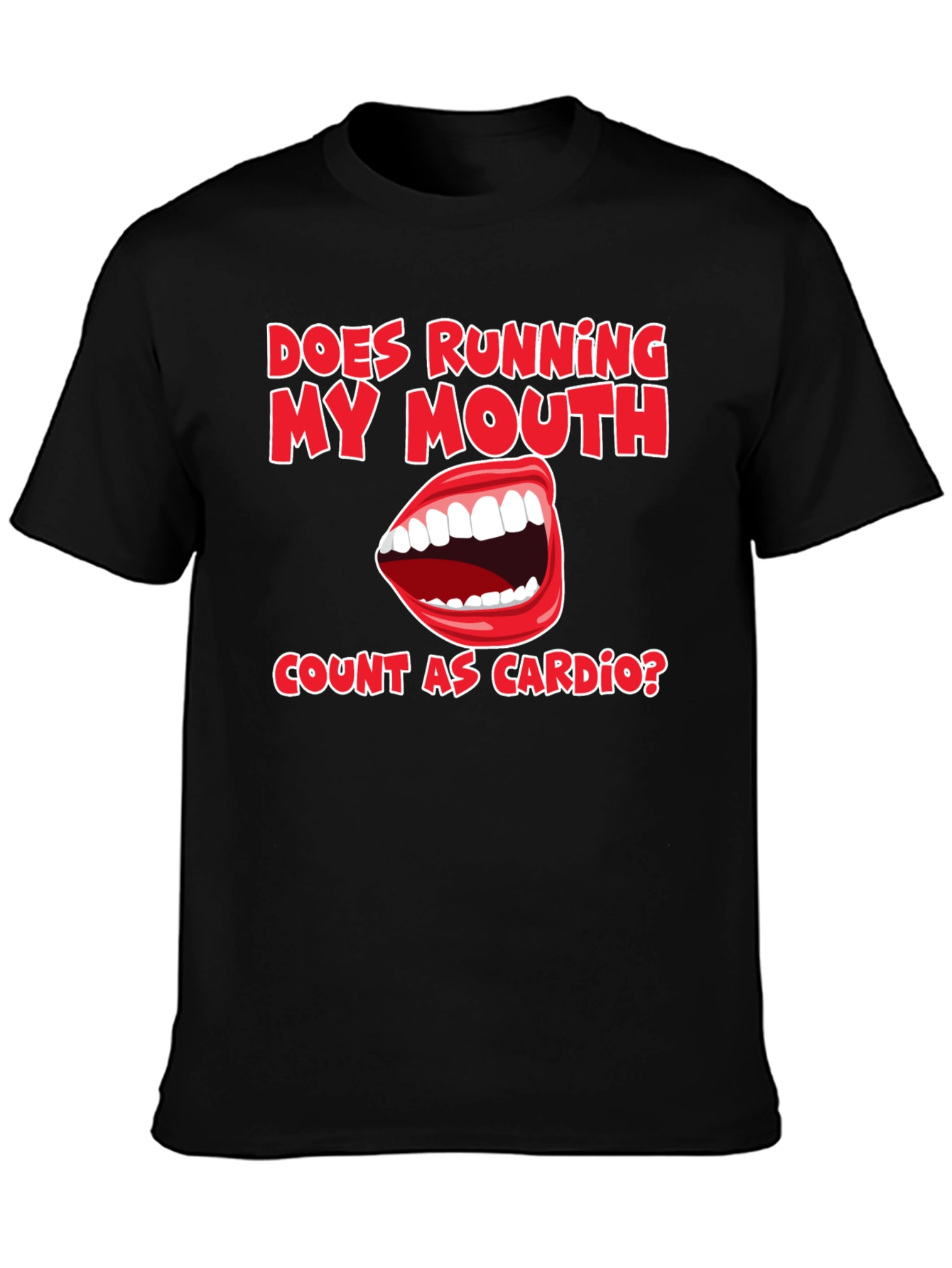 Black Funny Running My Mouth Cardio T-Shirt view 3