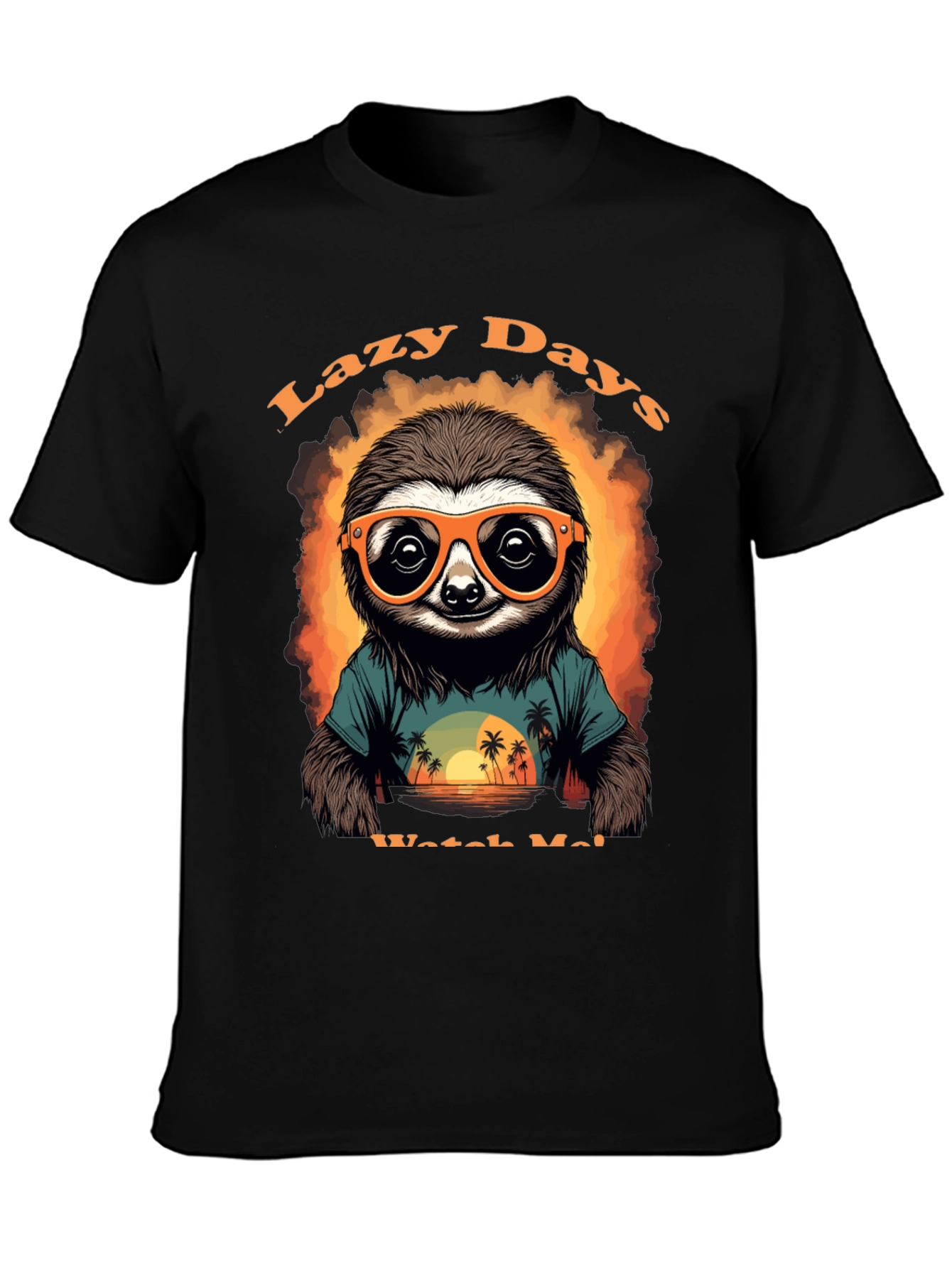 Black Lazy Days Sloth T-Shirt view 3