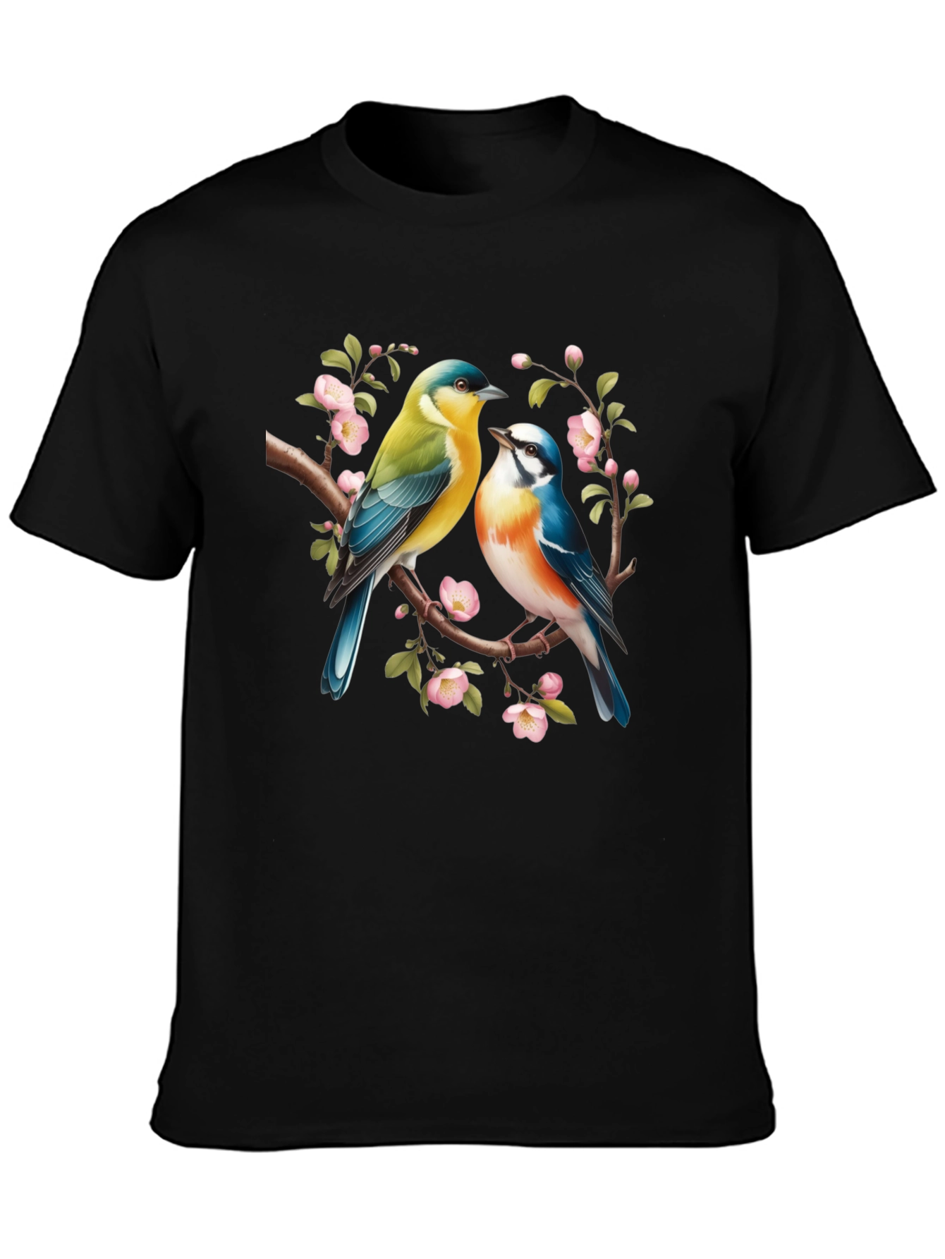 Black Birds On Branch Graphic T-Shirt - Black view 3