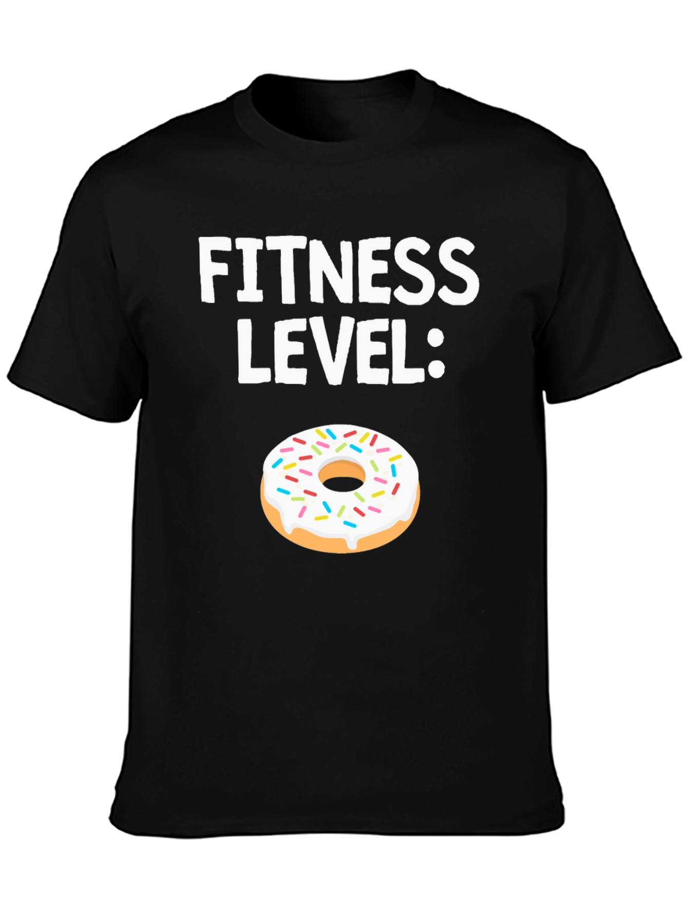 Black Fitness Level Donut Graphic T-Shirt view 3