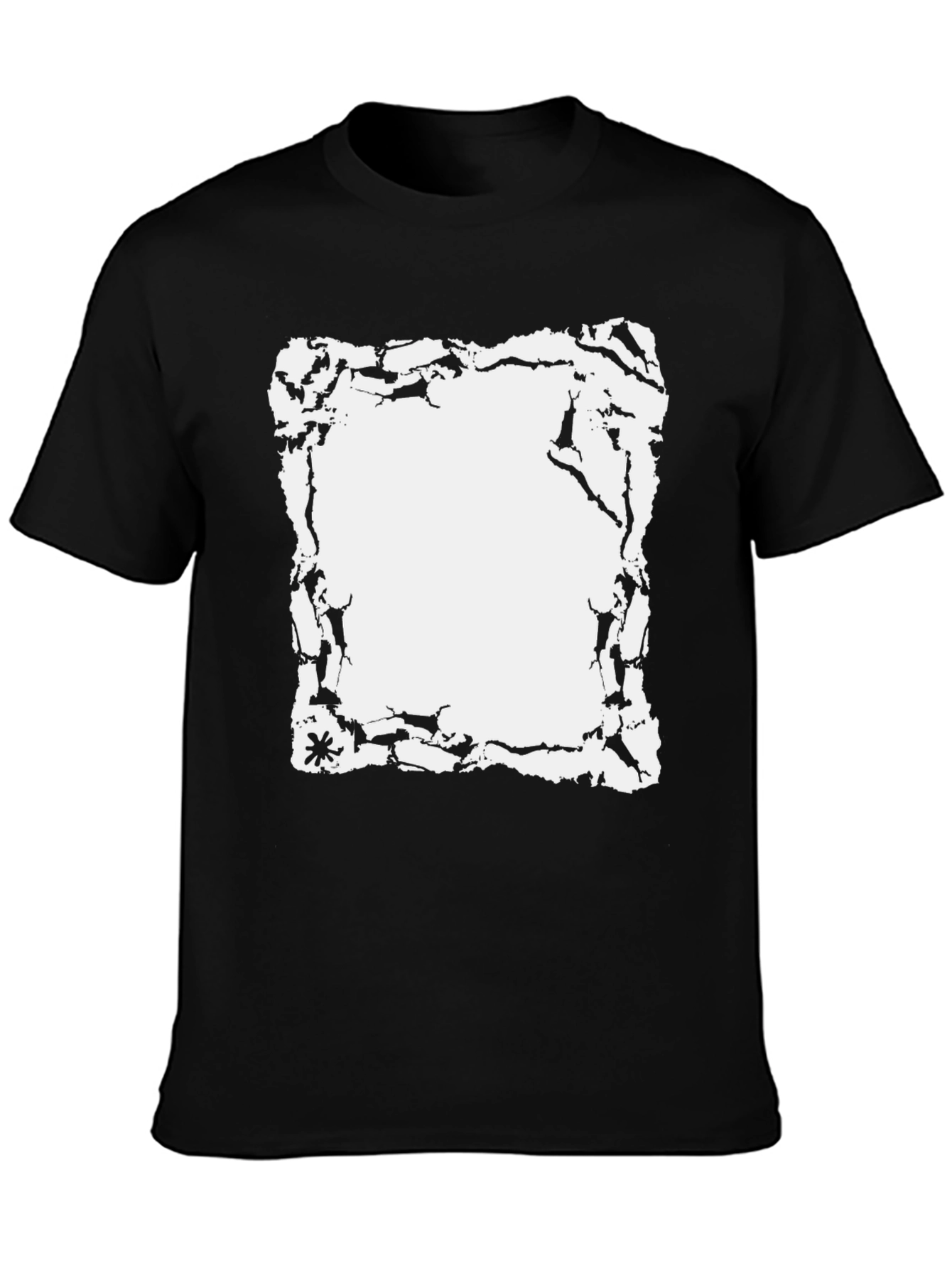 Black Cracked Edge Graphic Tee - Black Cotton Casual Wear view 3