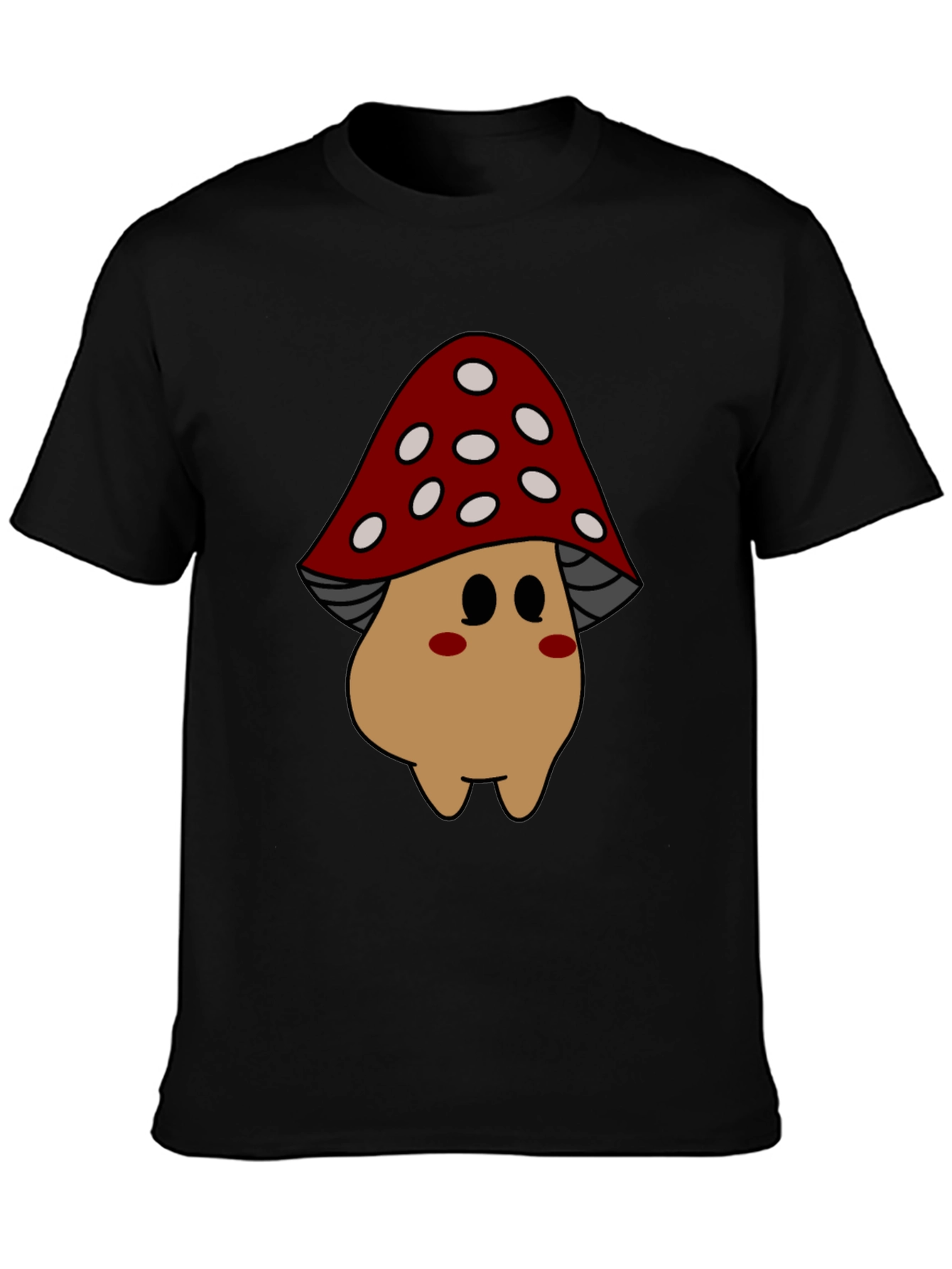 Black Mushroom Cartoon Graphic Tee view 3