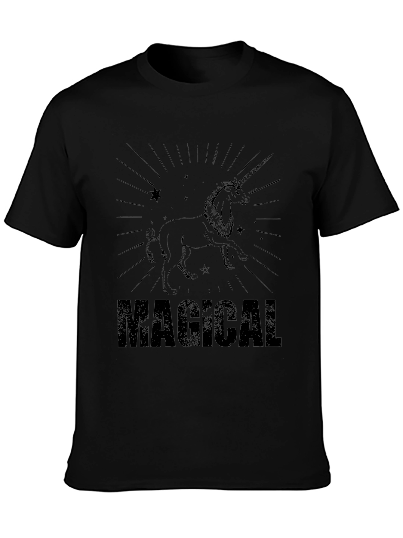 Magical Unicorn Graphic Tee - Black Cotton T-Shirt - 3