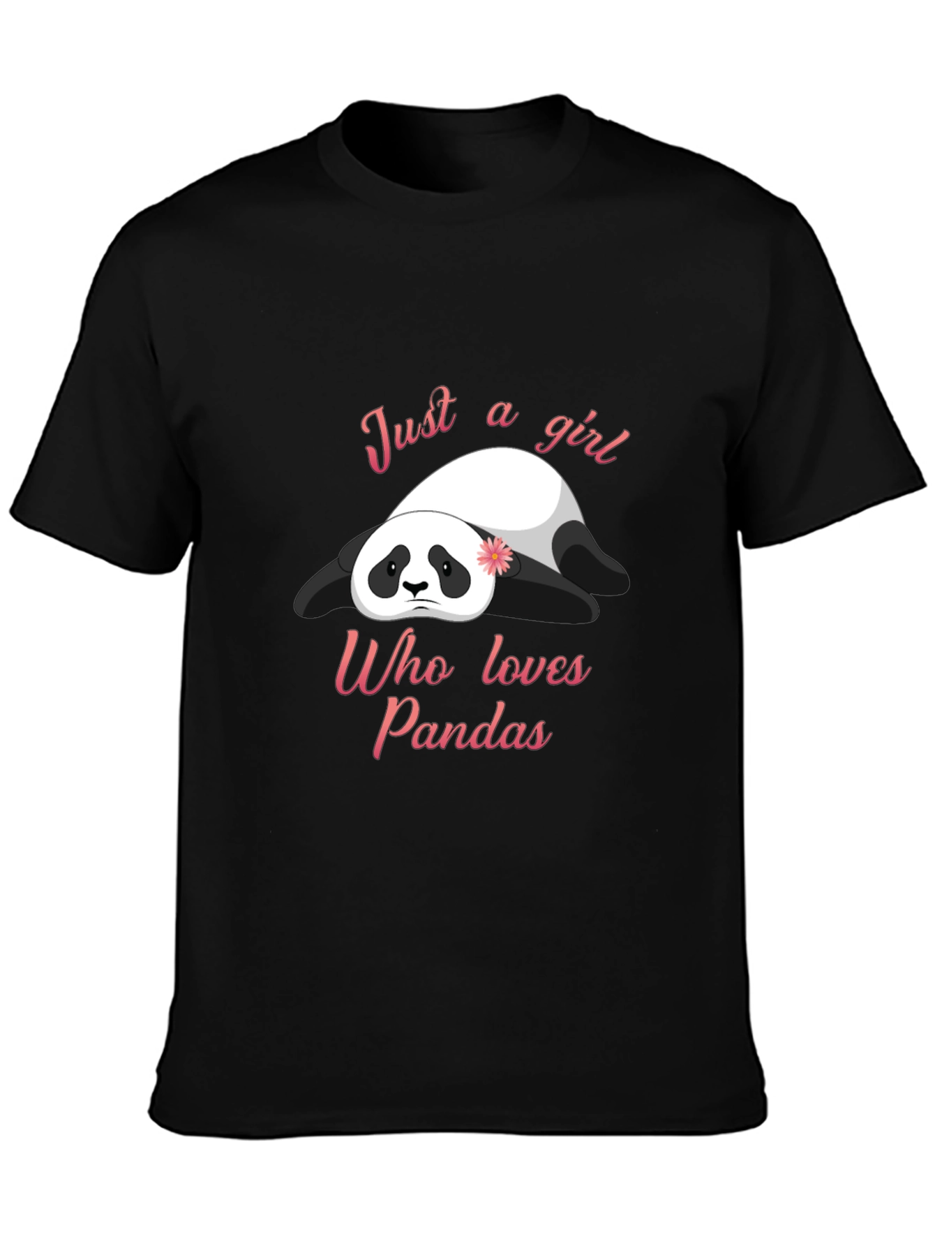 Black Panda Lover T-Shirt - Cute Girl's Panda Graphic Tee view 3