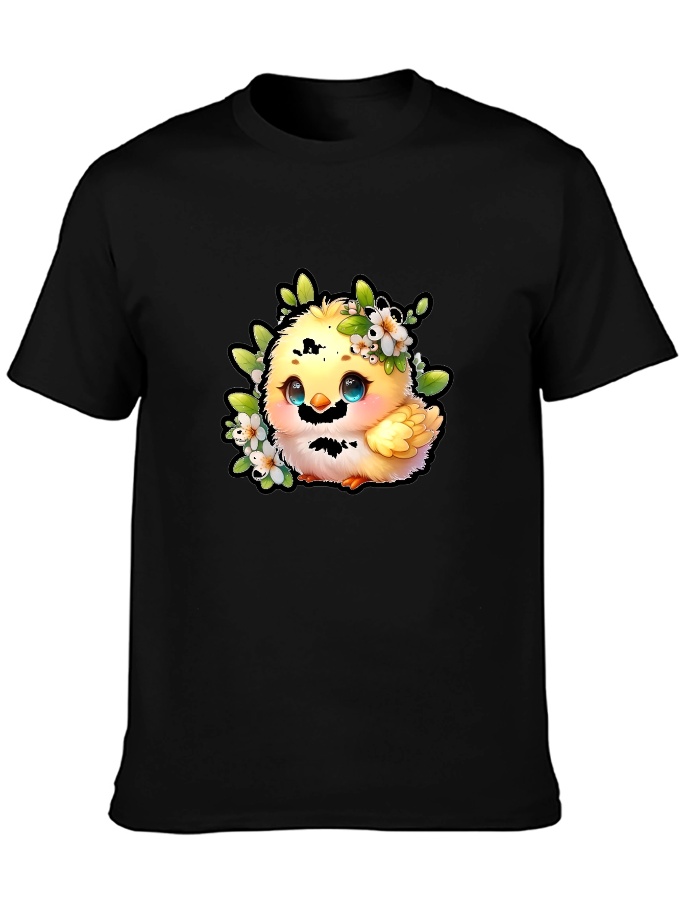 Black Cute Chick Graphic Tee - Black Cotton Shirt view 3