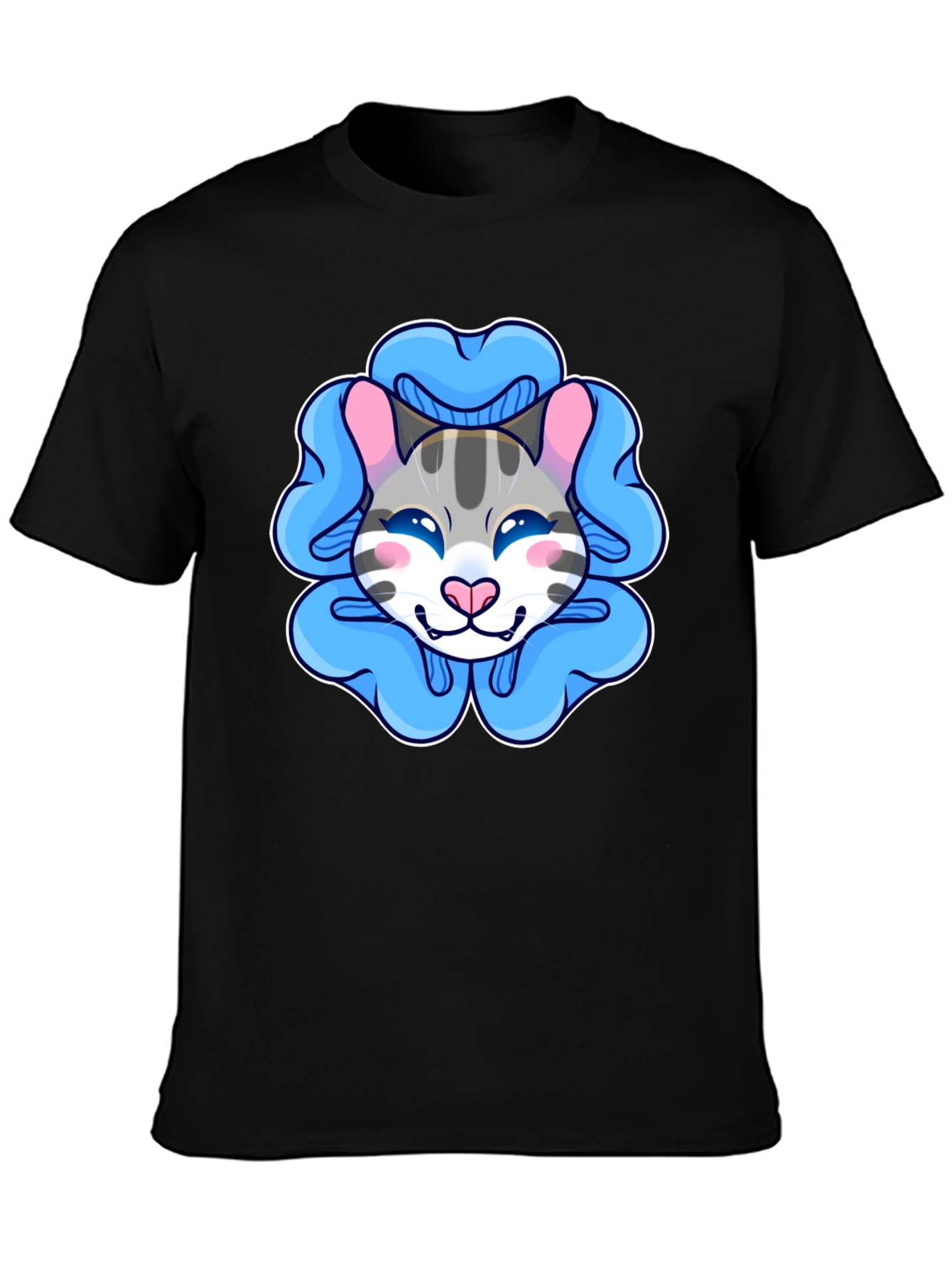 Black Cute Cartoon Cat T-Shirt view 3