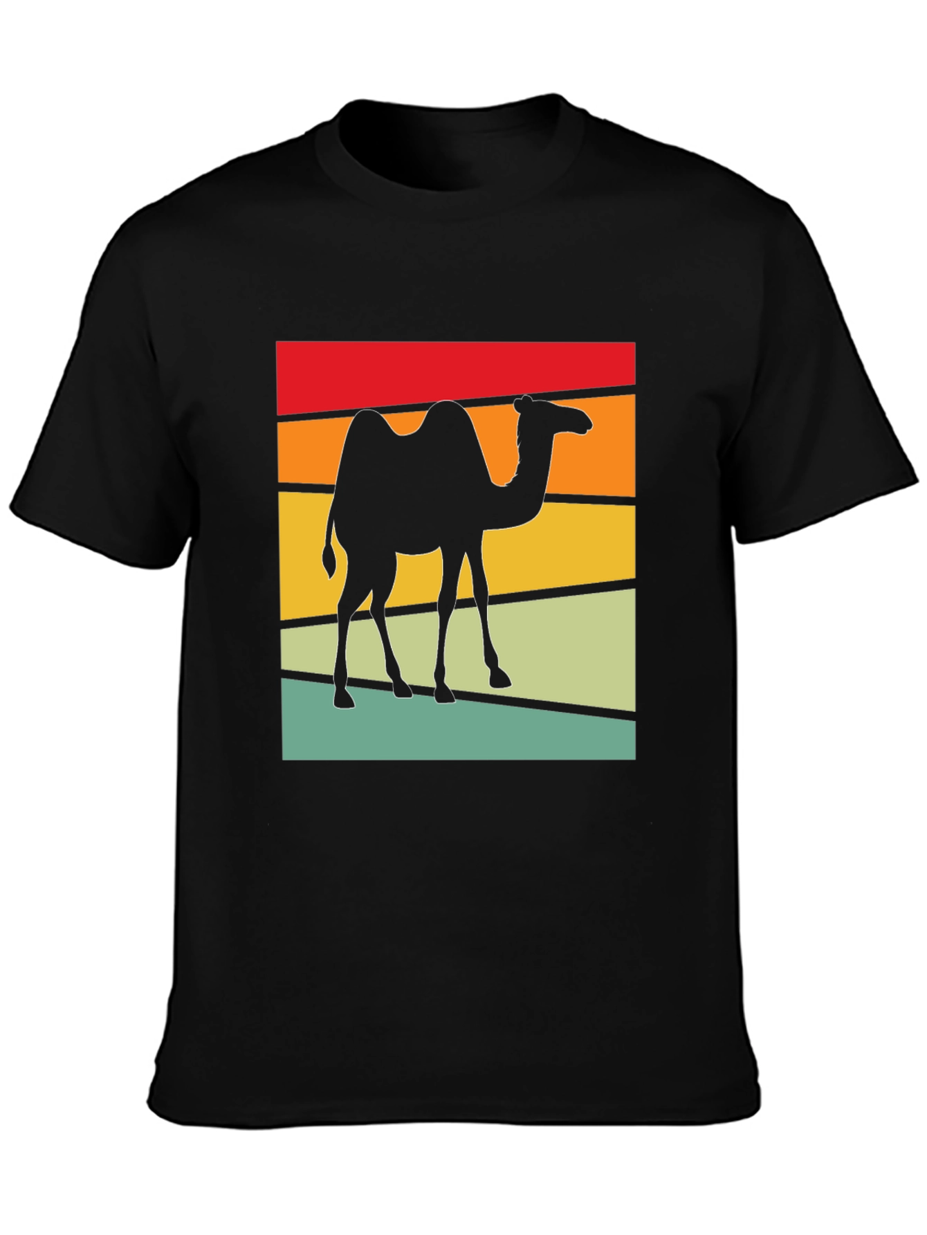 Black Retro Camel T-Shirt: Black Cotton Blend, Graphic Tee view 3