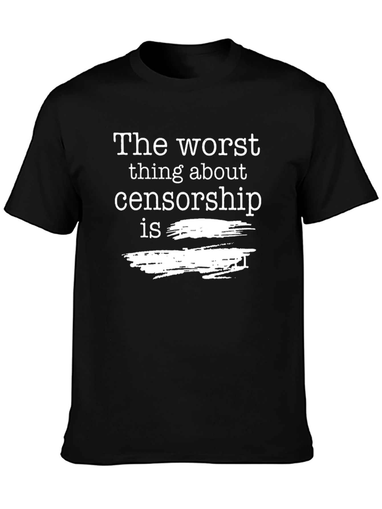 Black Censorship Humor Graphic Tee - Black view 3