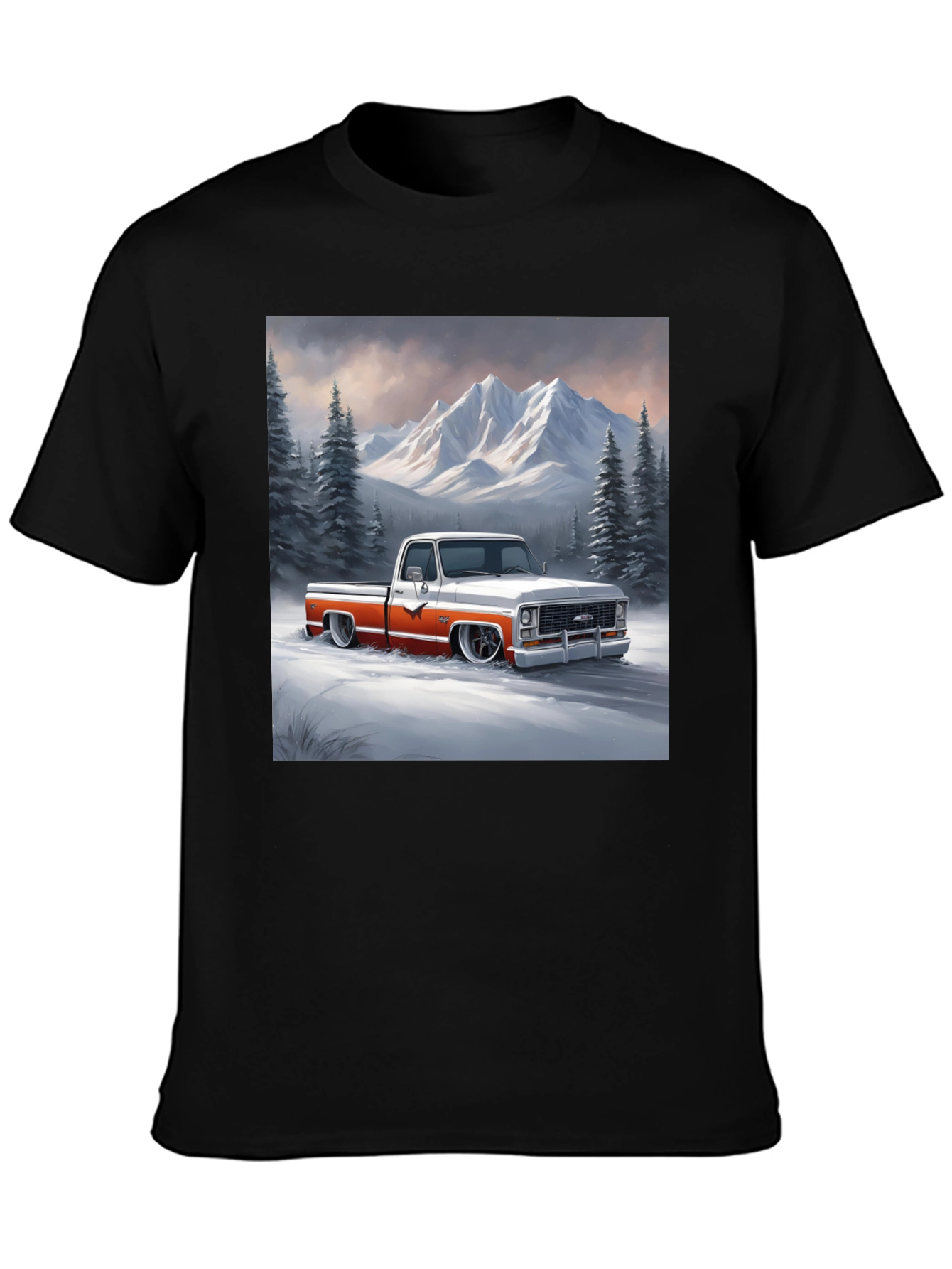 Black Classic Truck Graphic Tee - Mountain Scene view 3