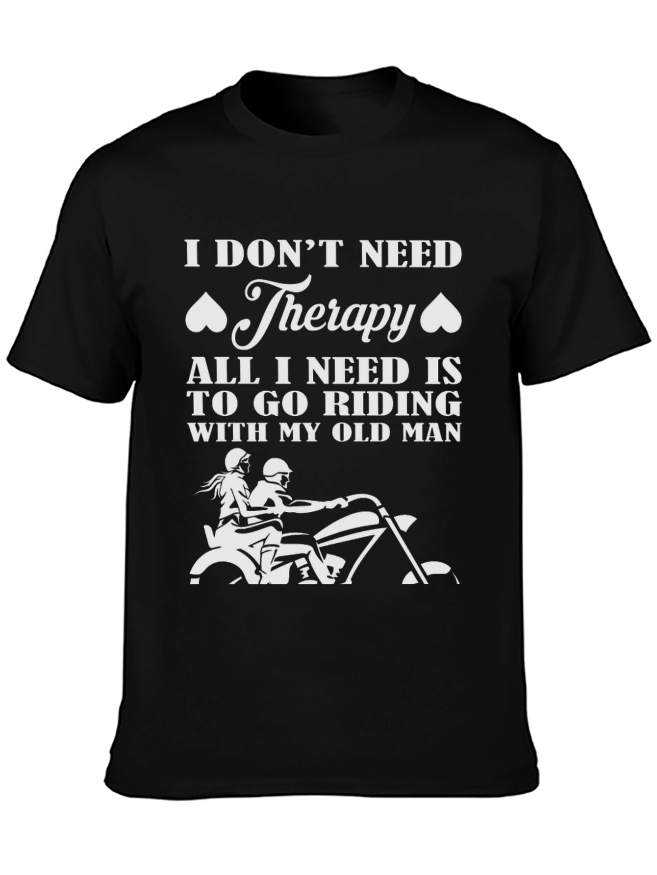 Black Riding Therapy T-Shirt - Motorcycle Old Man Design view 3