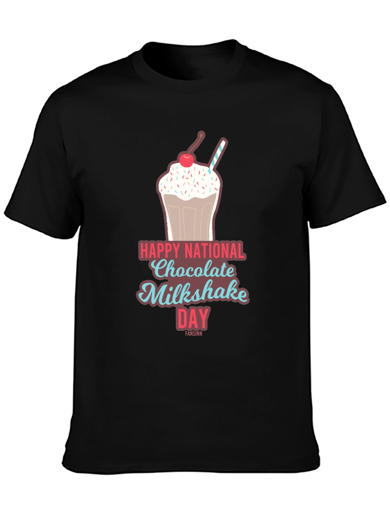 Black National Chocolate Milkshake Day T-Shirt view 3