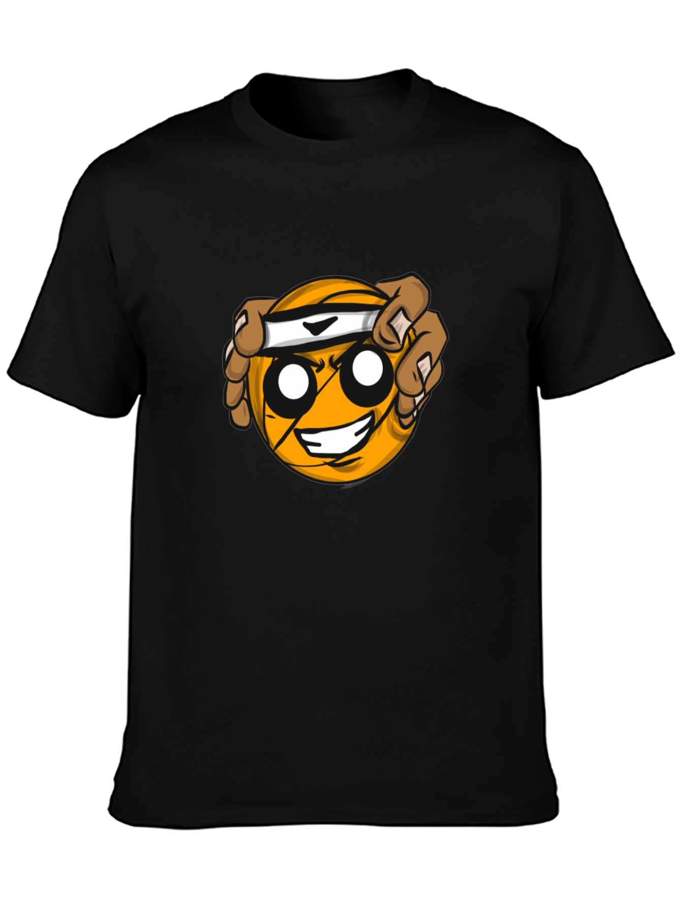 Black Funny Emoji Basketball Graphic Tee - Black view 3