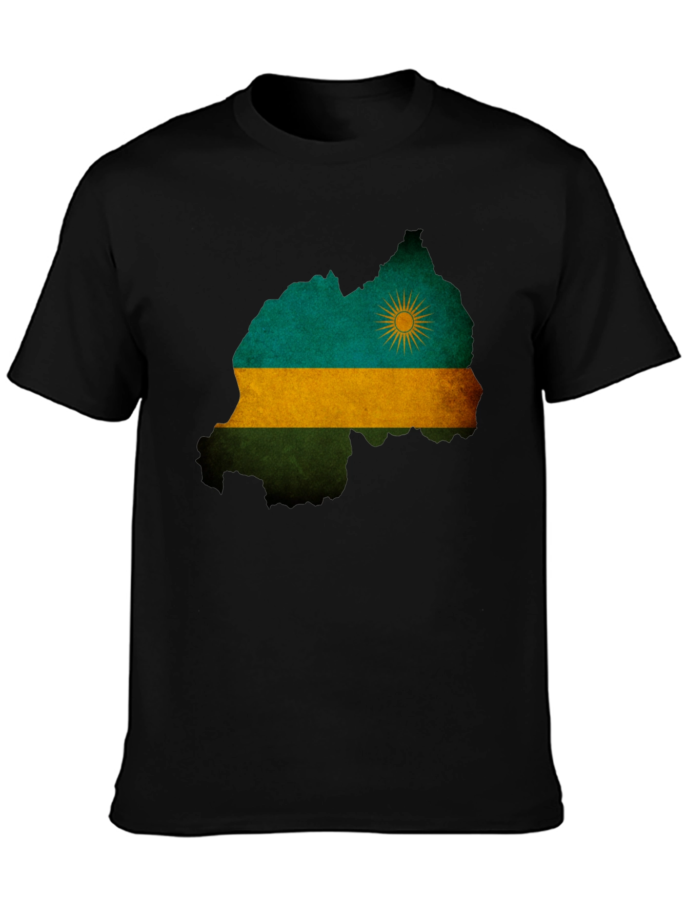 Black Rwanda Flag Map T-Shirt - Black view 3