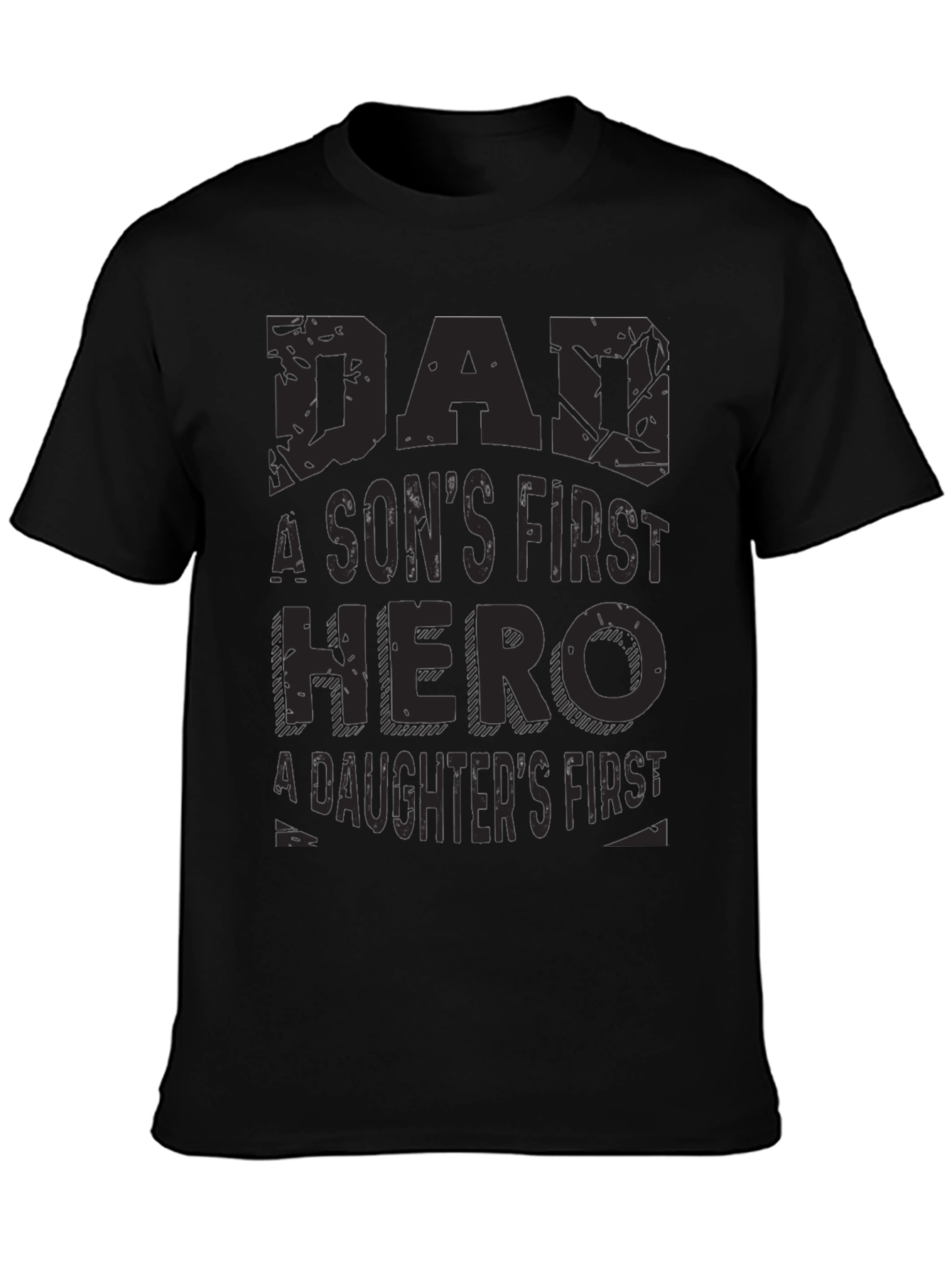 Black Dad First Hero Graphic T-Shirt view 3