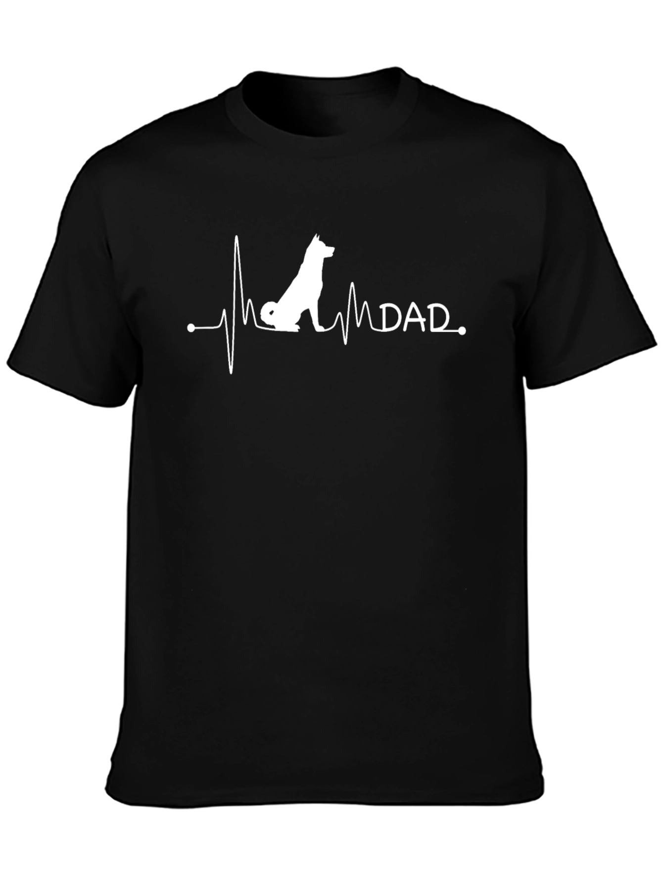Black Dog Dad Heartbeat T-Shirt - Black view 3