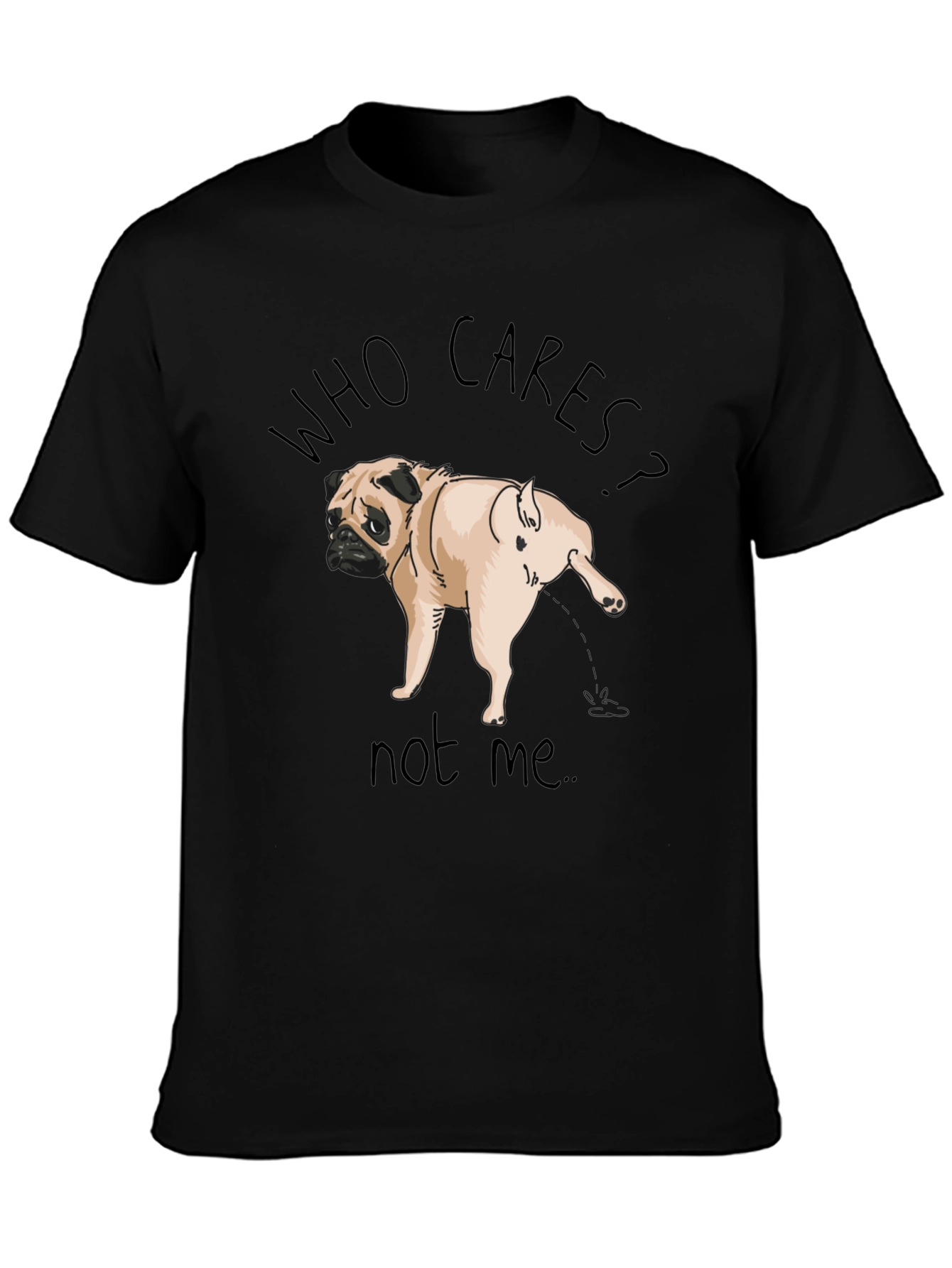 Black Funny Pug Dog Graphic Tee - Who Cares? view 3
