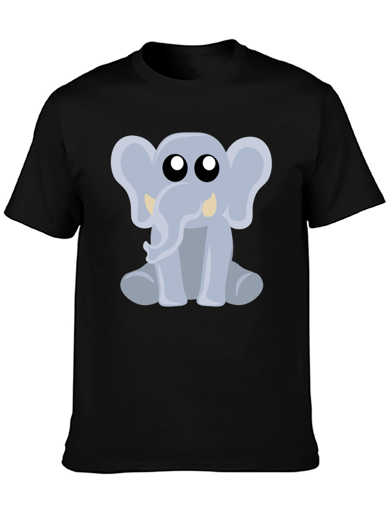 Black Cute Elephant Graphic Tee - Black Cotton Shirt view 3