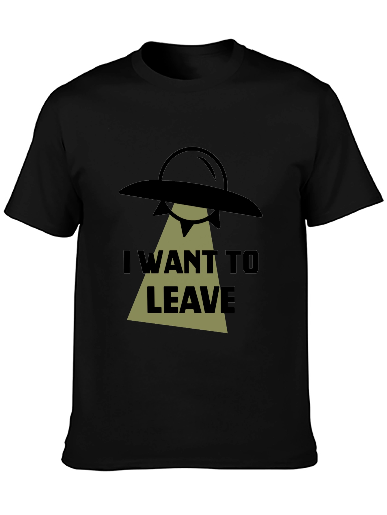 Black I Want To Leave Alien UFO Graphic T-Shirt view 3
