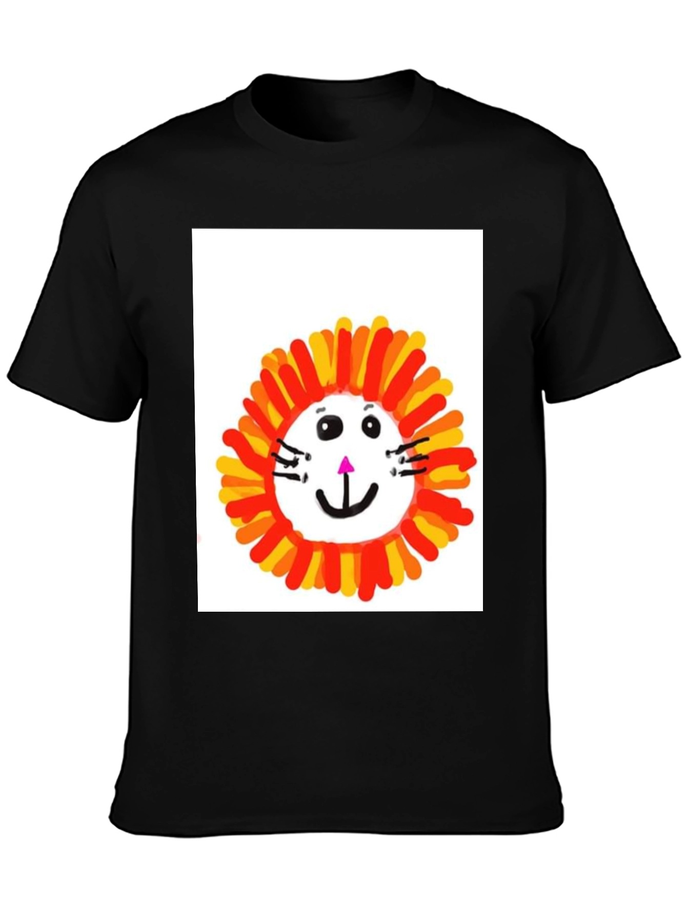 Black Fun Lion Graphic Tee - Black Cotton T-Shirt view 3