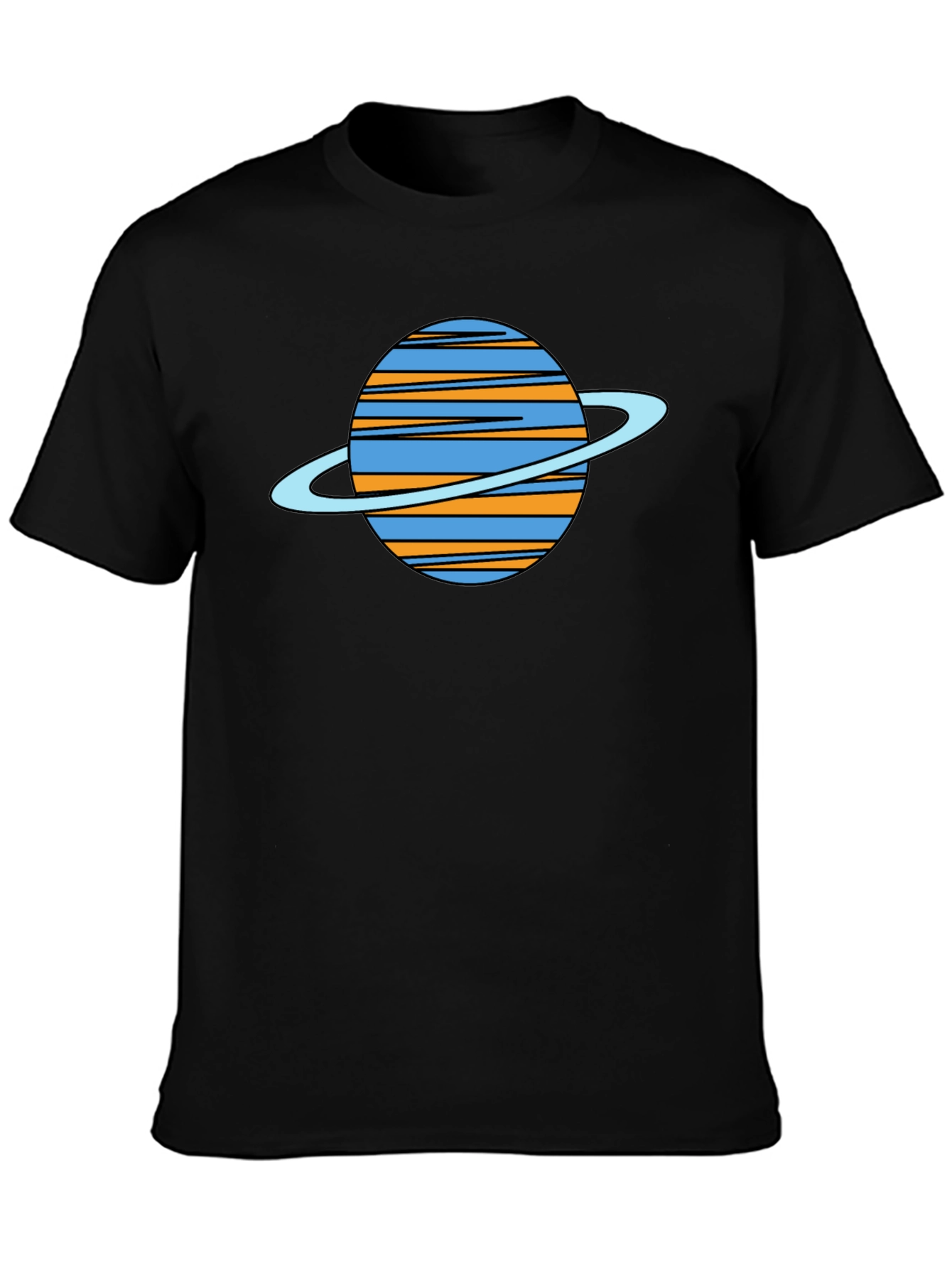 Black Saturn Graphic Black T-Shirt - Trendy Space Tee view 3