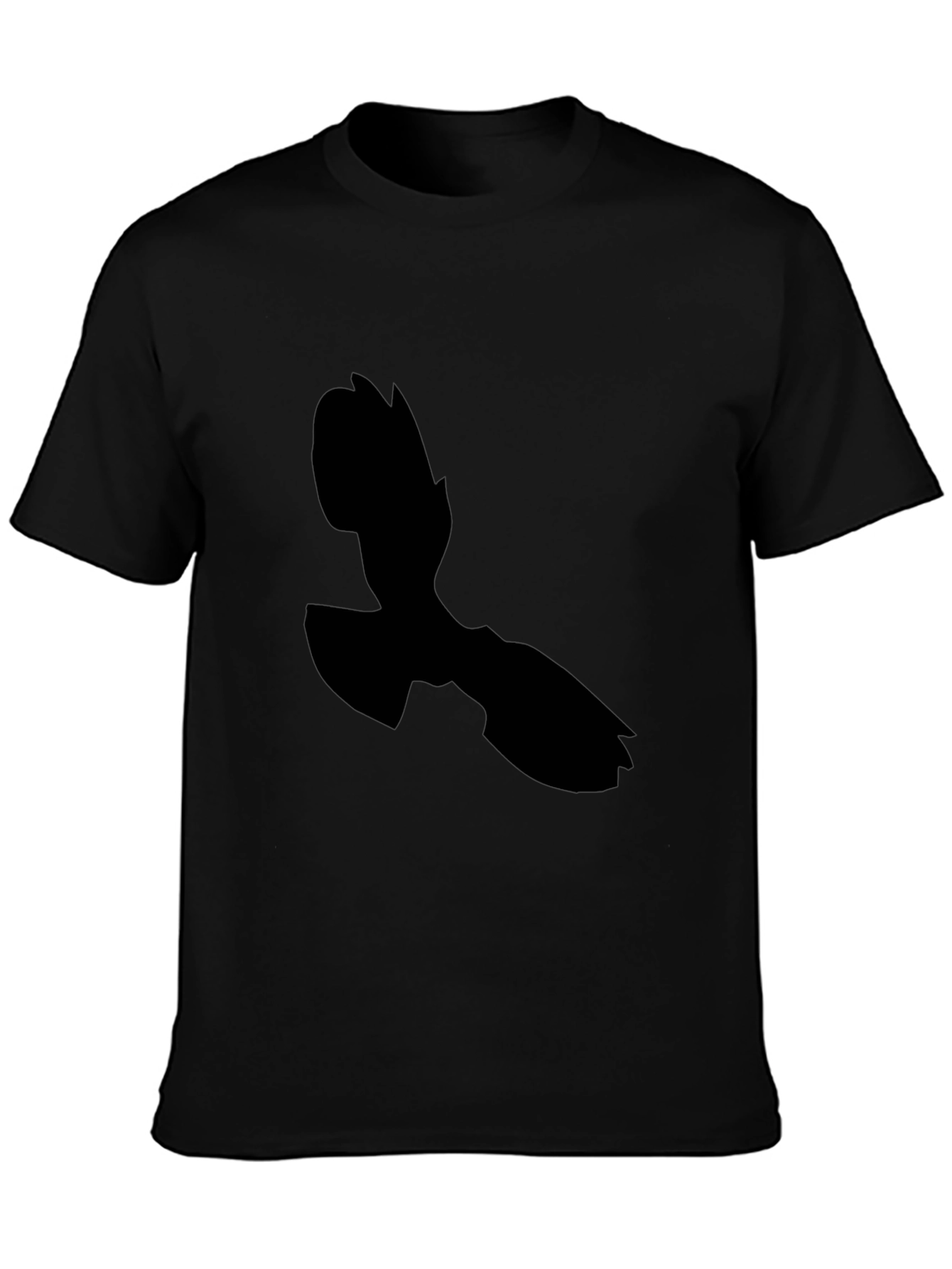 Black Black T-Shirt with Abstract Silhouette Design view 3