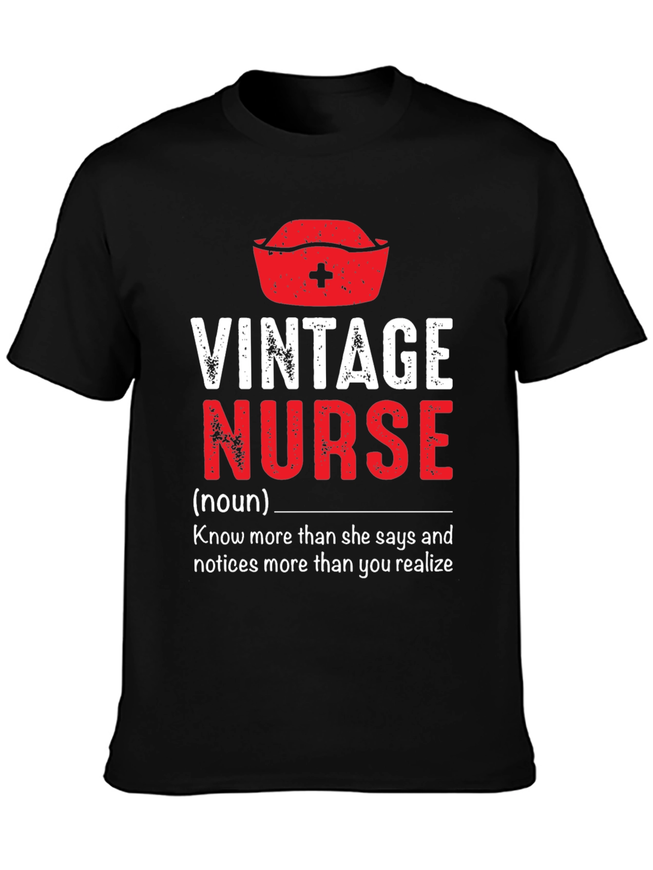 Black Vintage Nurse T-Shirt - Funny Nursing Gift view 3