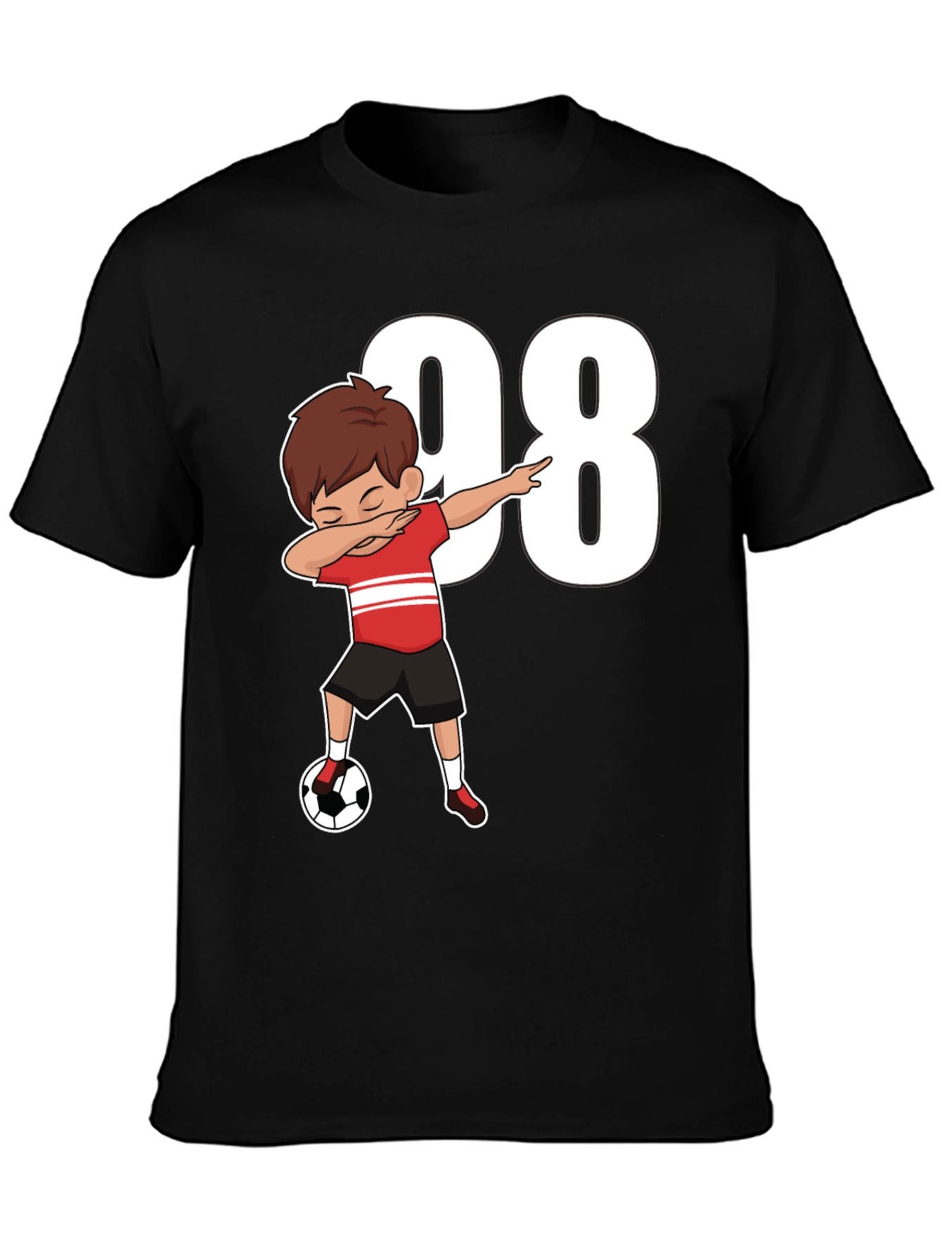 Black Dabbing Soccer Boy T-Shirt - Number 98 view 3