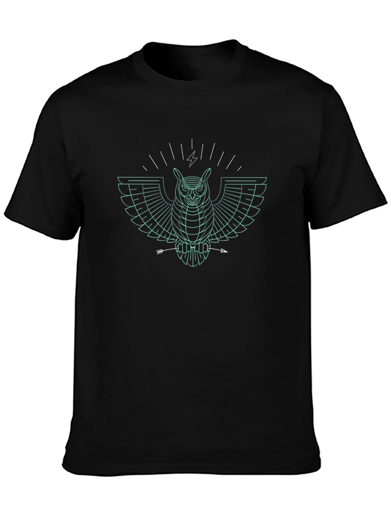 Black Geometric Owl Graphic Tee - Cool Design view 3