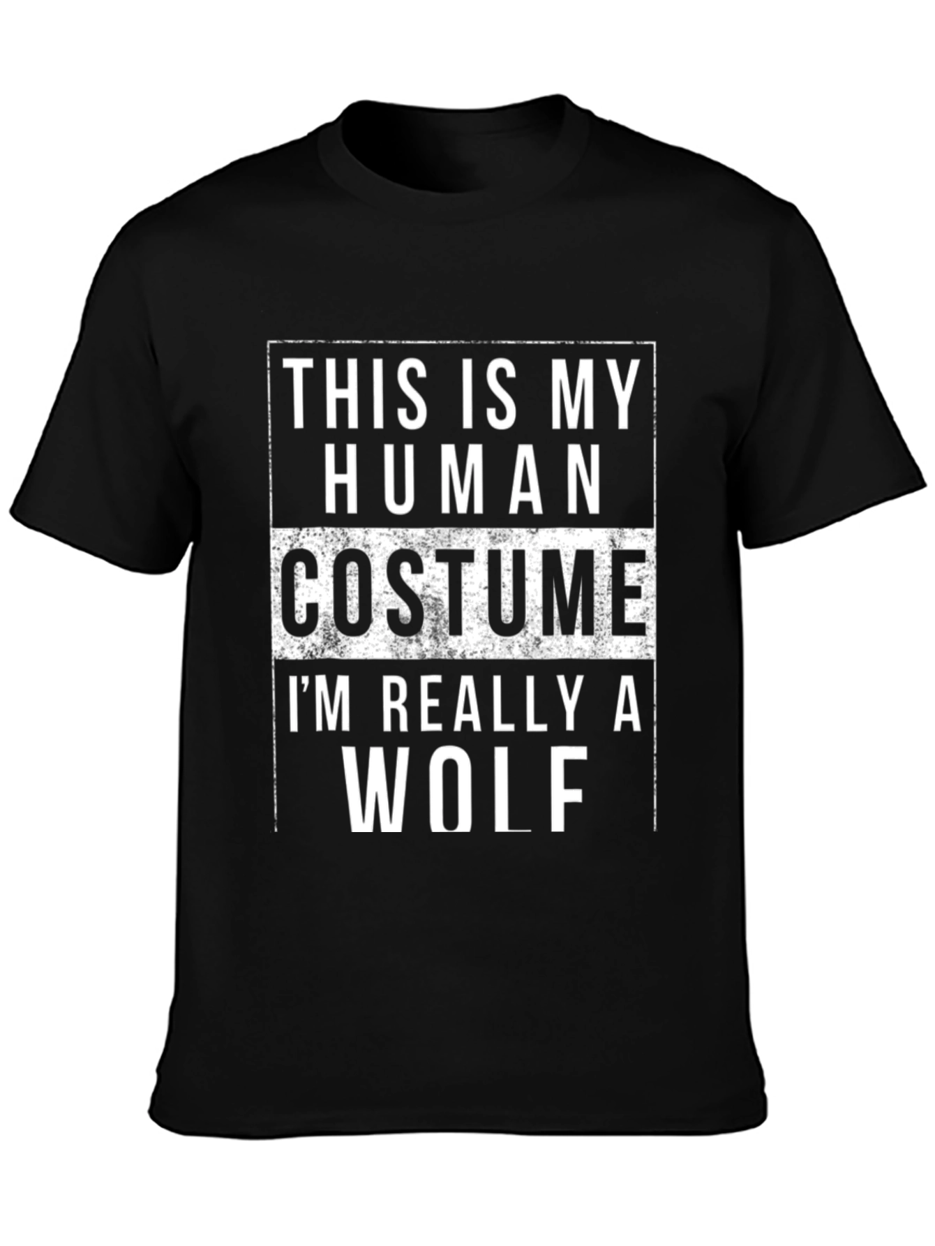 Black Human Costume Wolf T-Shirt - Funny Animal Tee view 3