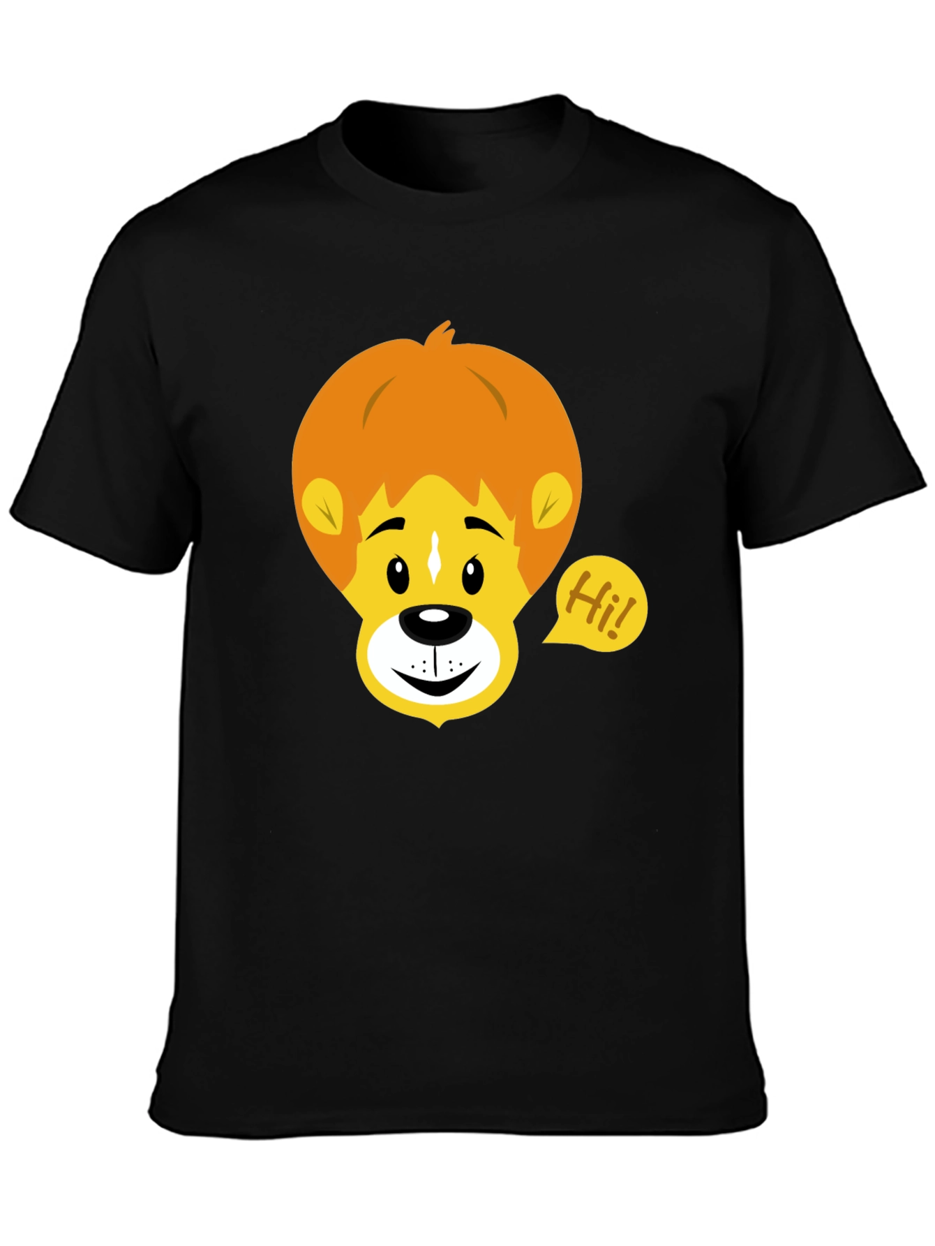 Black Cartoon Lion Graphic Tee - Black view 3
