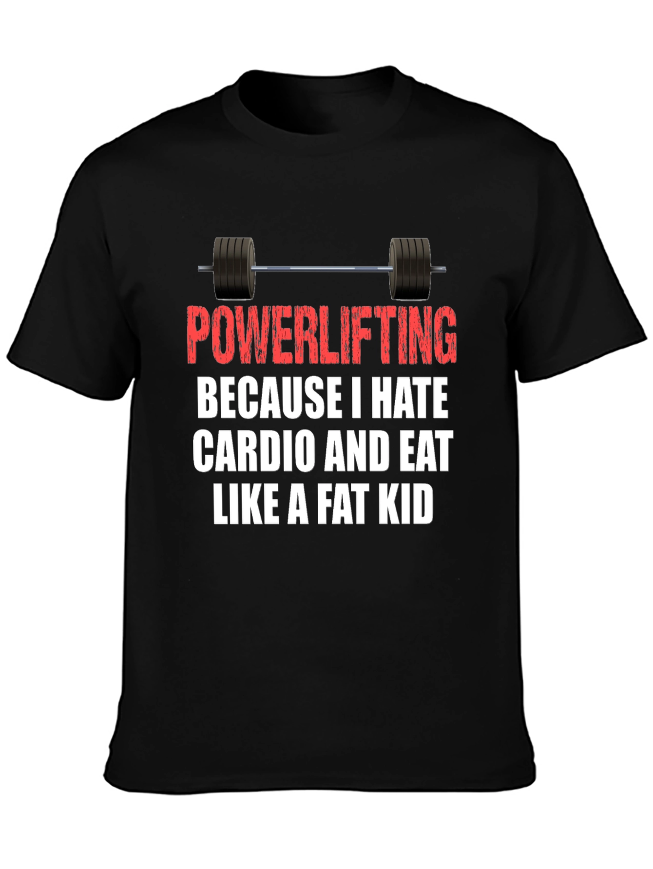 Black Powerlifting Hates Cardio Graphic Tee view 3