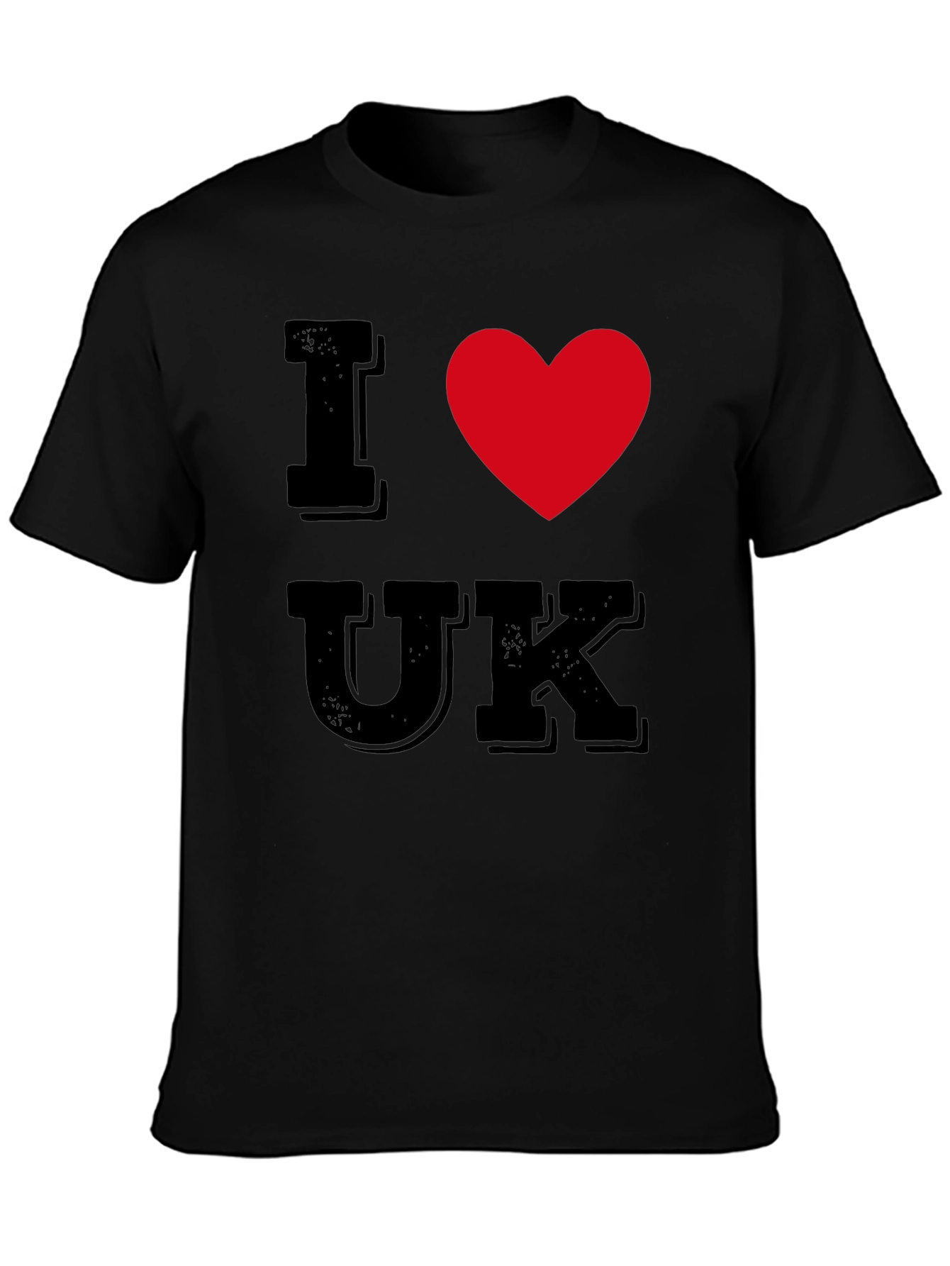 Black I Heart UK T-Shirt - Black Cotton Tee view 3