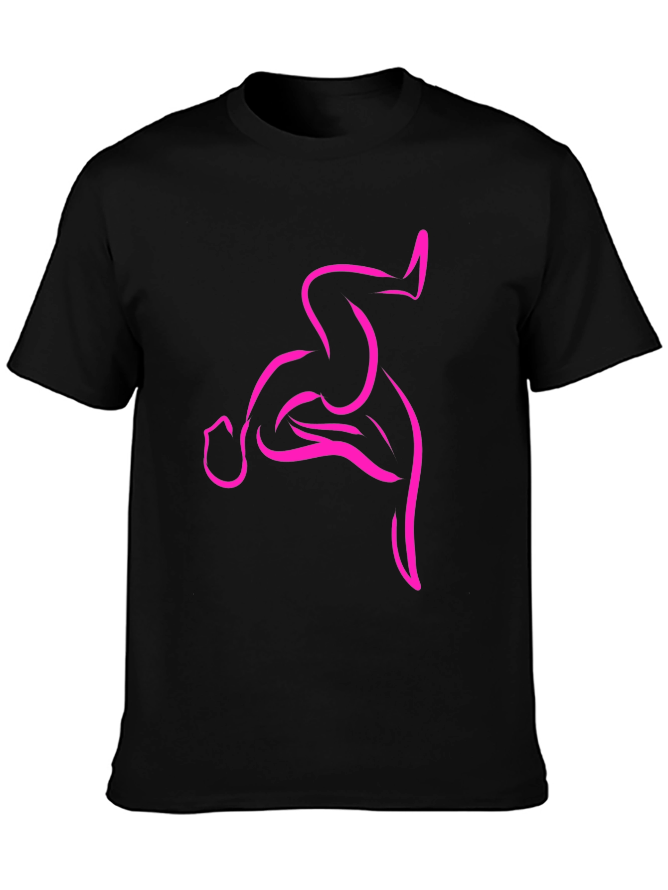 Black Men's Black T-Shirt with Abstract Pink Design view 3